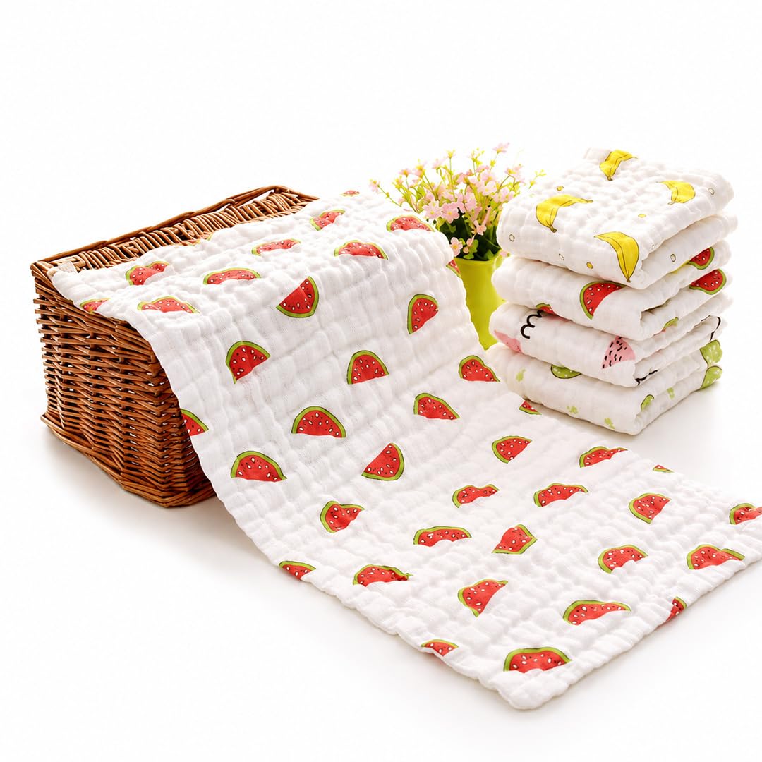 MOM CARE Muslin Burp Cloth for Baby | 6 Layer Soft Cotton Burping Cloth for Newborn Baby | Reusable Baby Towels, Washcloth, Hanky & Feeding Wipe for Infants Toddlers Pack of 5