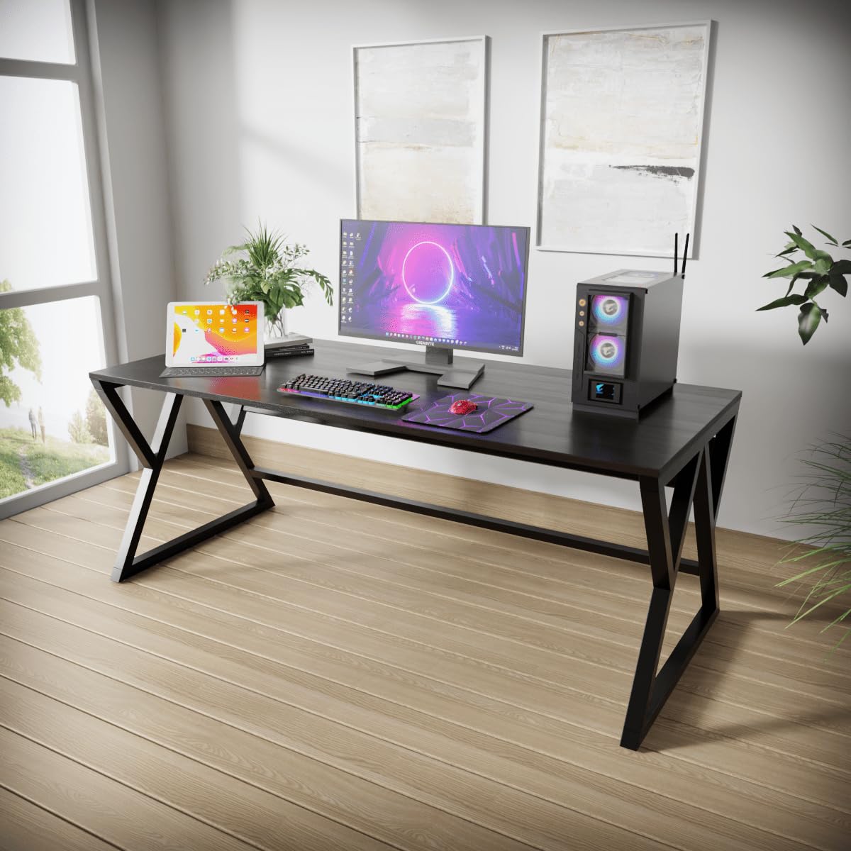 Riyan Luxiwood Daffodil Computer Table in Engineered Wood with Flat Surface, Multi-Usage Laptop Desk & Home Office, Desk Sturdy Gaming Table (Brown, Medium)