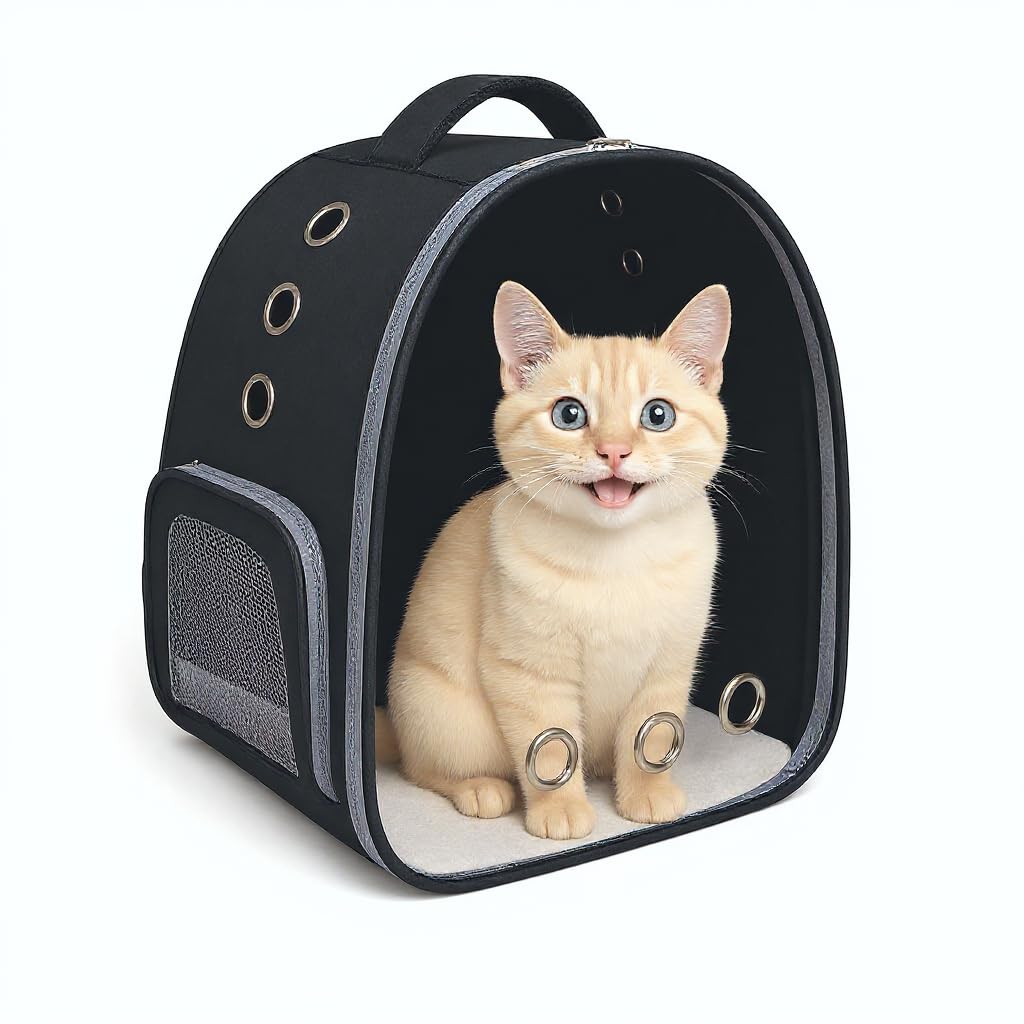 Pet Carrier for Cat & Small Dog and Puppy Kitty Transparent and Breathable Airline-Approved Hiking and Outdoor for Puppies & Cats (Black, Color)