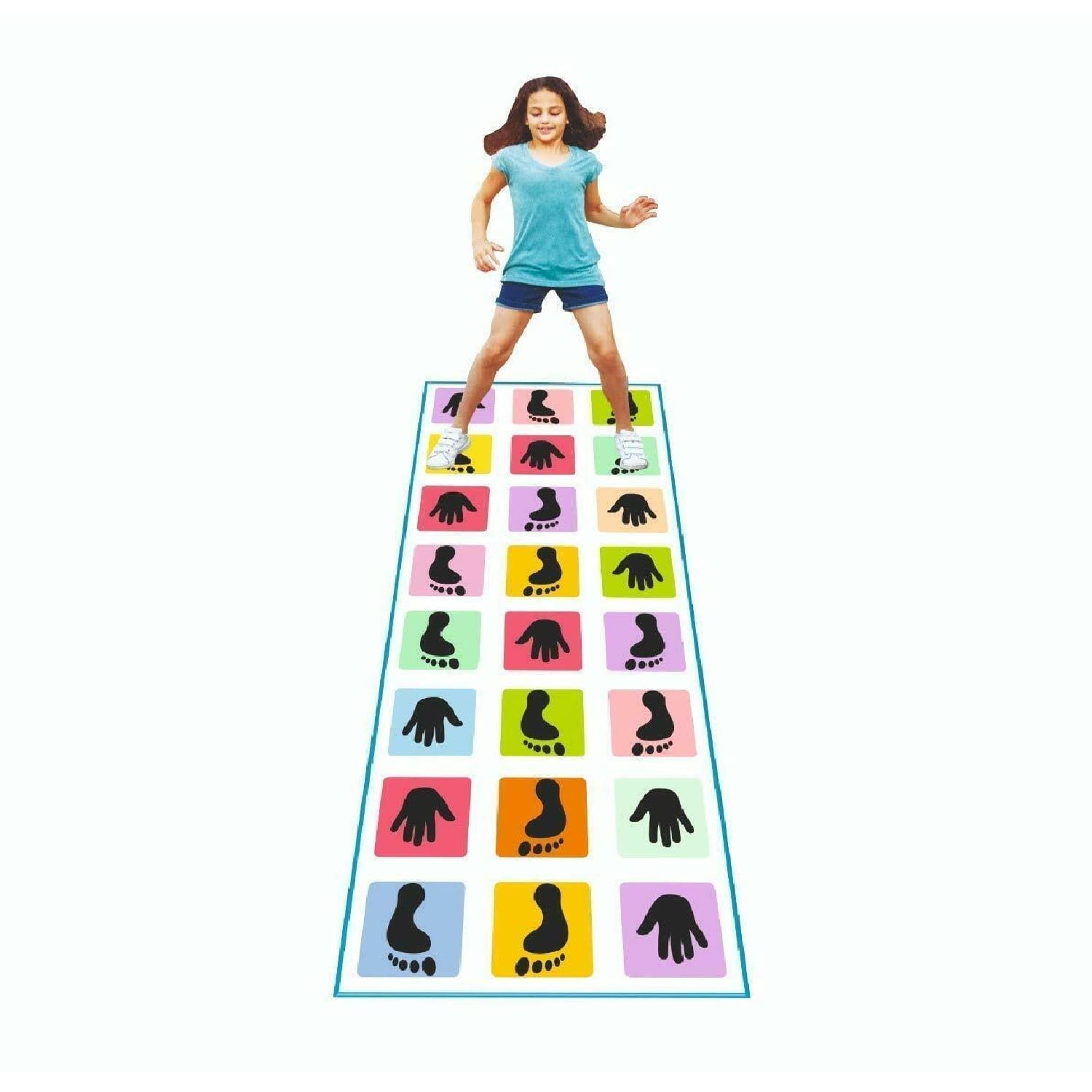 MUREN Jumbo Play Mat 40″ x 110″ Hopscotch Unique Balancing Count & Jump Hand Feet Twister Game for Family & Kids 3 Yrs to Above – Multicolor for Activity Holiday Picnic Birthday School Purpose