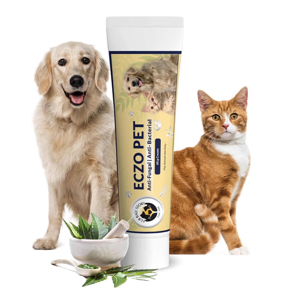 FUR BALL STORY Eczo Pet Anti Fungal & Anti Bacterial Cream|Itchy Skin Treatment for Dogs & Cats | Helps with Eczema, Ringworm, Dermatitis & Skin Infections | Ayurvedic Vet-Approved Formula 60gm