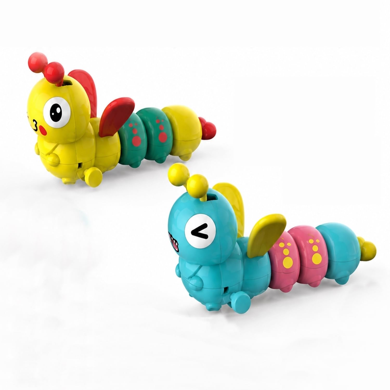 MUREN Crawling Sound Wind-up Friction Wiggles Wings Catapiller Pack of 2 Pieces Baby Development Toy Manual Operated Sensory Development Toy
