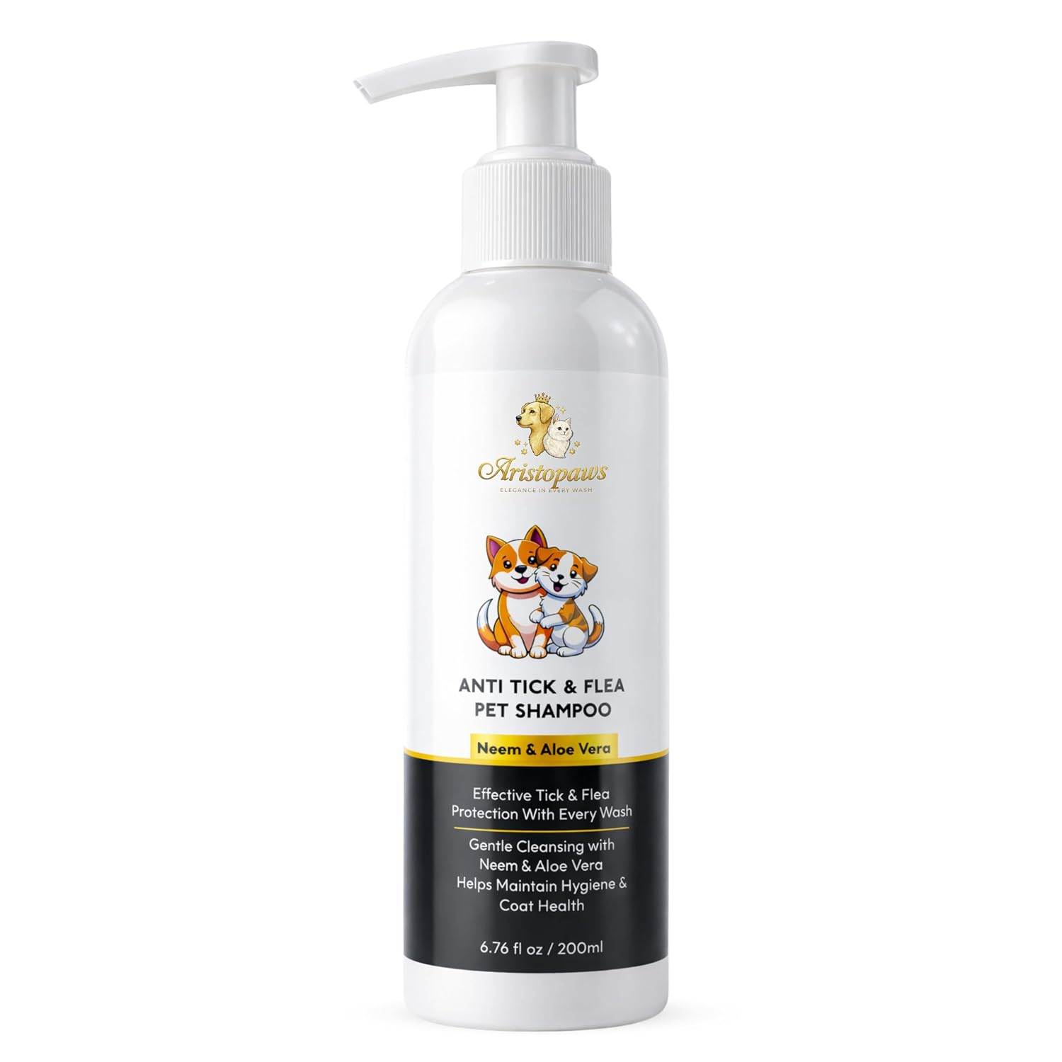 Tick & Flea Pet Shampoo 200 ml | Tick & Flea Control for Dogs & Cats | with Neem & Eucalyptus for Skin Health & Hygiene
