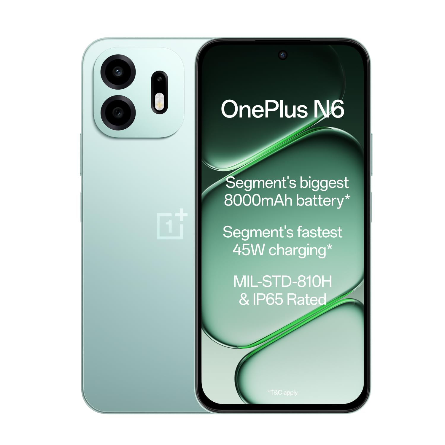 OnePlus N6 | 6GB+128GB | Fresh Mint | Segment’s Biggest 8000mAh Battery | Segment’s Fastest 45W Charging | 60-Month Smoothness | Smooth 120Hz Display | 50MP Camera | Military-Grade Durability