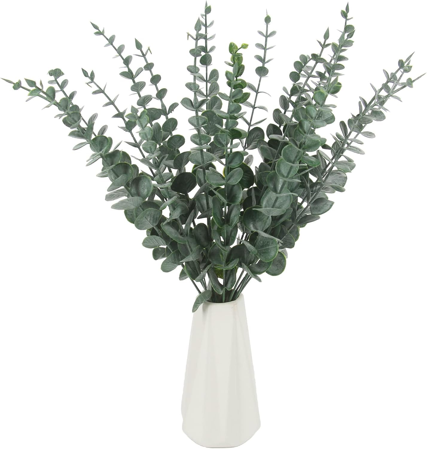 HOMEVERSE 05pcs Artificial Faux Eucalyptus Stems with Fake Leaves, Artificial Greenery Eucalyptus Stems for Wedding Bouquet Centerpiece for Table Decoration (Vase Not Include – Green-05pcs)