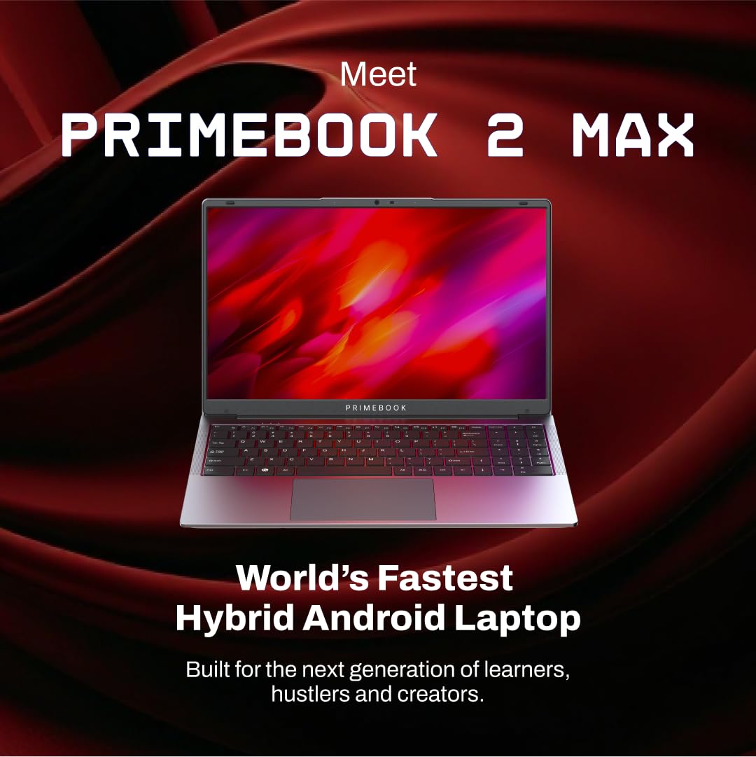 Primebook 2 Max (2026) | 8GB RAM, 256GB UFS Storage | 15.6-Inch Full HD IPS Display | 12hrs Battery | MediaTek Helio G99 | Android 15 (PrimeOS 3.0) | Backlit Keyboard | in-Built AI (Gray)