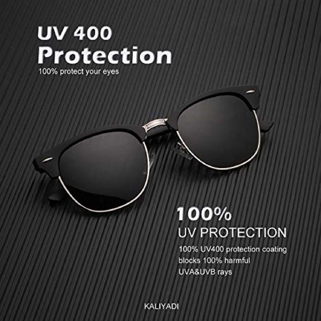 Club Master Men’s Classic Black Plastic Adult Oval Sunglasses with Black Polarized UV Protection Lens