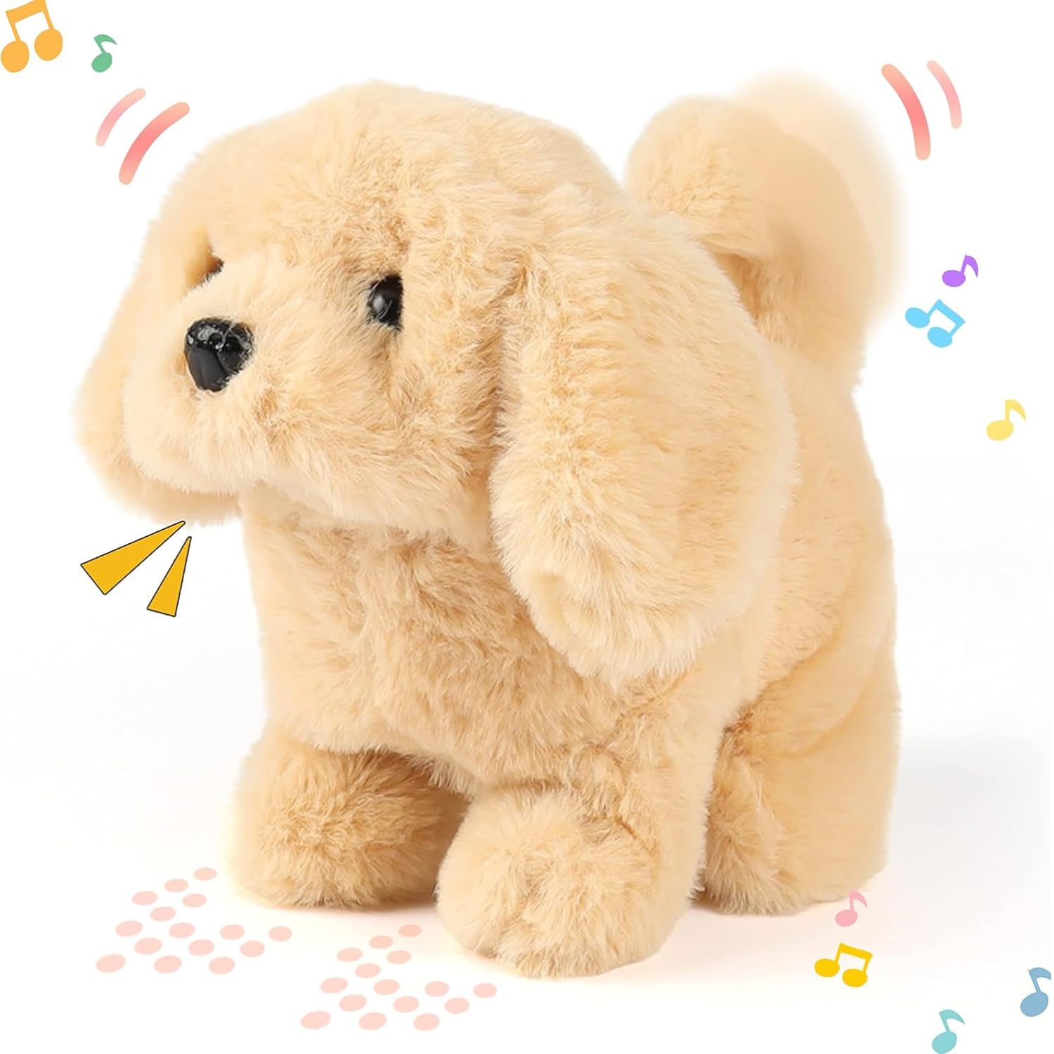 Hopping Walking Dog Toy with Sounds, Jumping Dog Wiggling Tails, Twitching Mouth and Nose, Educational Interactive Dog Toy for Baby Kids Children