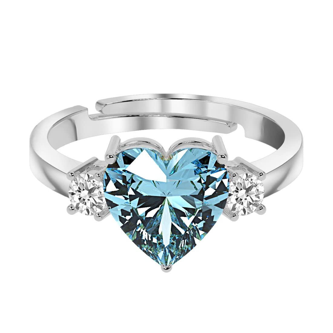Clara 925 Silver Sky Blue Heart Pendant Earring Chain Bracelet Ring Women | Gift for Women & Girls | Rakhi for Bhabhi | Platinum Plated | Swiss Zirconia | Jewellery Set