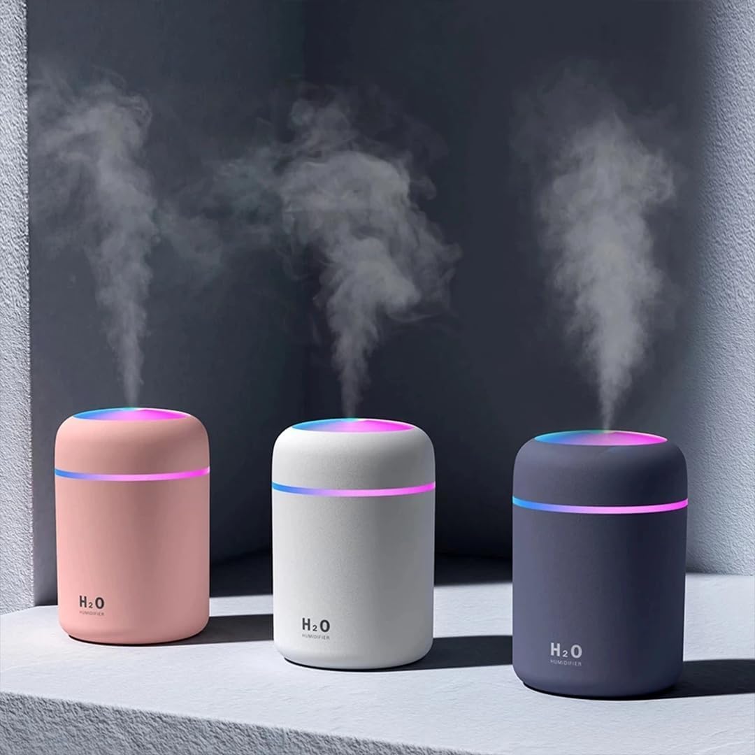PREZONE H2O Diffuser with Colorful LED Lights for Home Office & Small Rooms, Portable Cool Mist Small Quiet Air Humidifier for Aroma Therapy, Ultrasonic Essential Oil Diffuser for Moisture (Random)