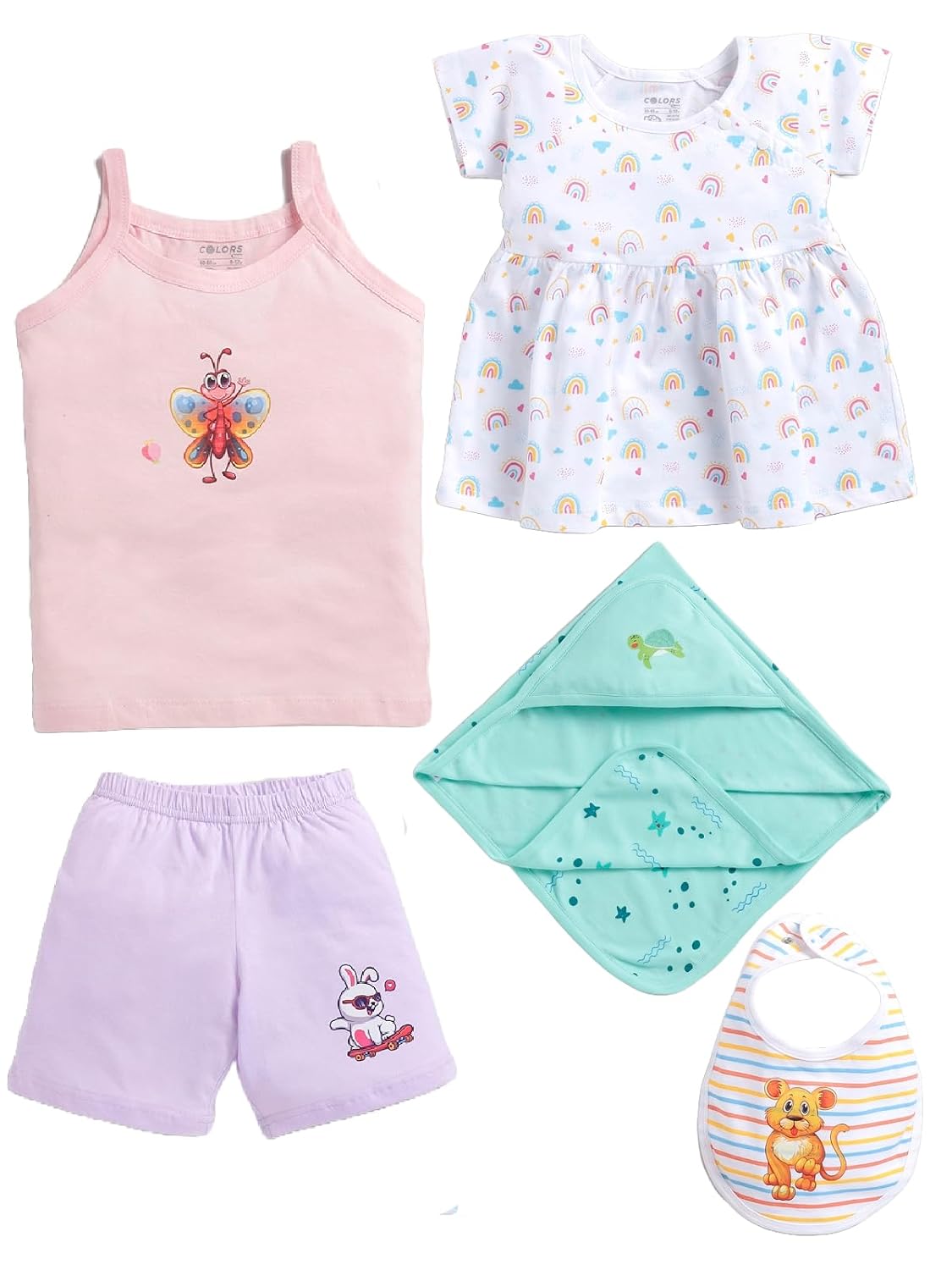 Peek A Boo by Rupa Baby Girls’ Gift Set, Perfect for Baby Shower Clothing Set, 100% Cotton, Ultra Soft, Breathable