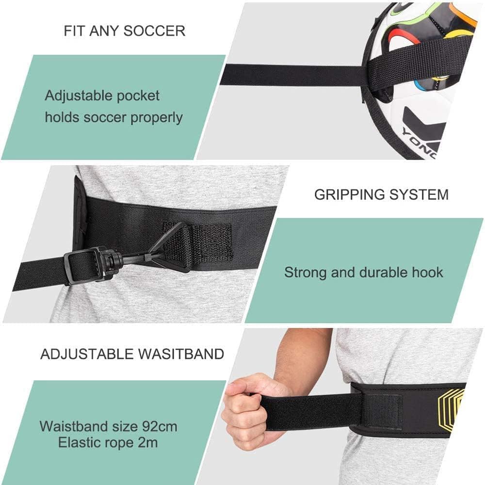 Leosportz Football Training Belt – Soccer Rugby Vollyball Kick Ball | Trainig Equipment Solo Soccer Kit | Adjustable Waist Strap Ball Trainer (Football Training Belt, Yellow)