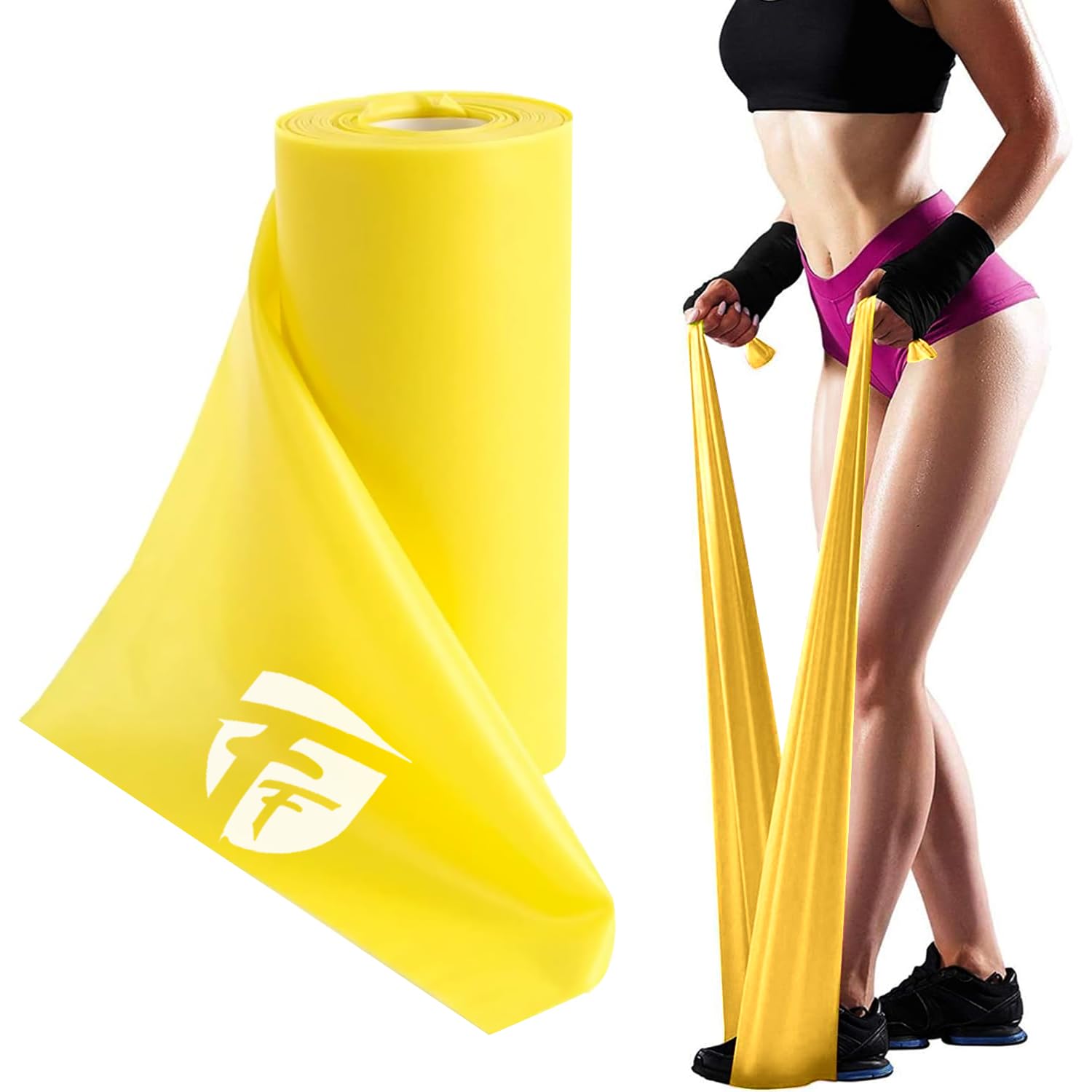 FirstFit Resistance Bands Exercise Elastic Bands Latex Bands for Pilates Yoga Phycial Therapy Rehab Home Gym Workout Fitness (1.5 Meter Yellow) – (10-15 lbs)