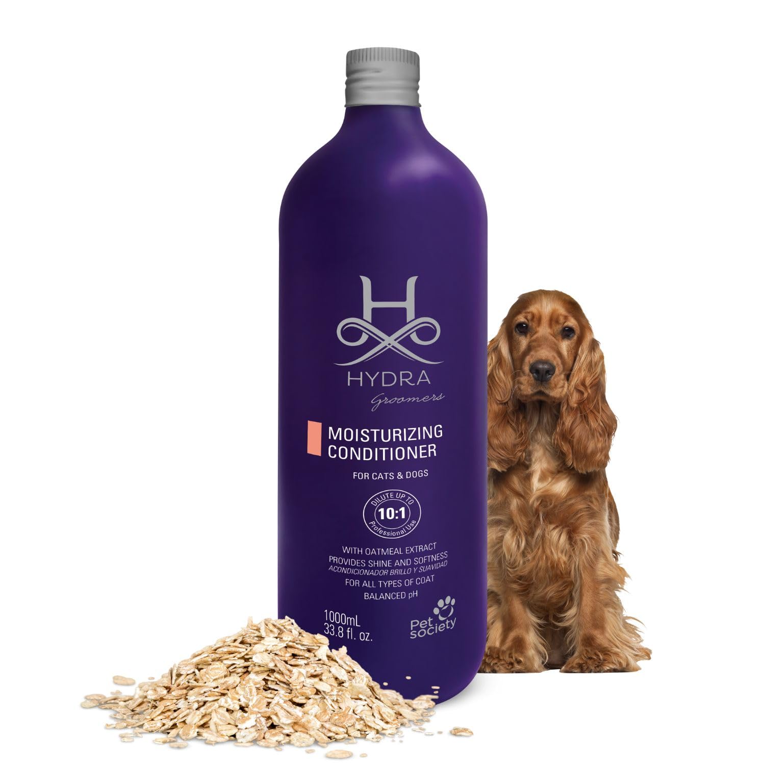 Hydra Groomers Conditioner for Dogs and Cats | Easy Rinse Pet Conditioner with Grape Seed Oil & Oatmeal Extract | Enhances Shine, Softness & Coat Manageability