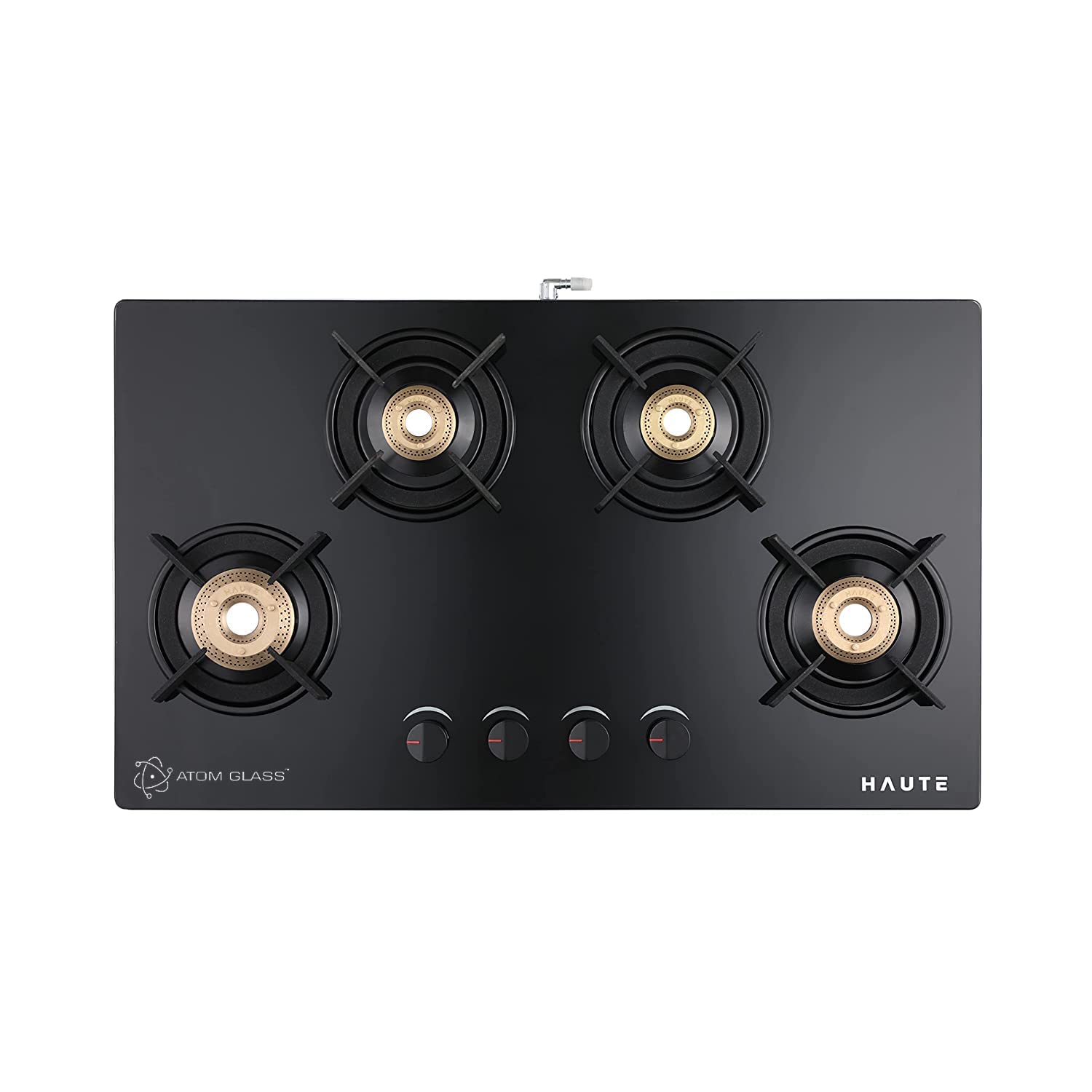 Haute Evoque series 3.0 Black 4 Burner Manual Stove | 8 MM Atom Glass | ISI certified |Door Step Service |10 Year Warranty by Haute Home
