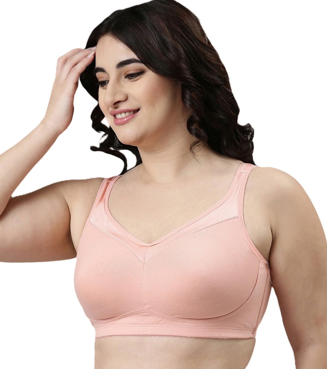 Enamor Full Support Super Lift Women's Cotton Everyday Minimizer Bra - Non Padded, Wirefree, Full Coverage - A112 (Available in Plus Sizes)