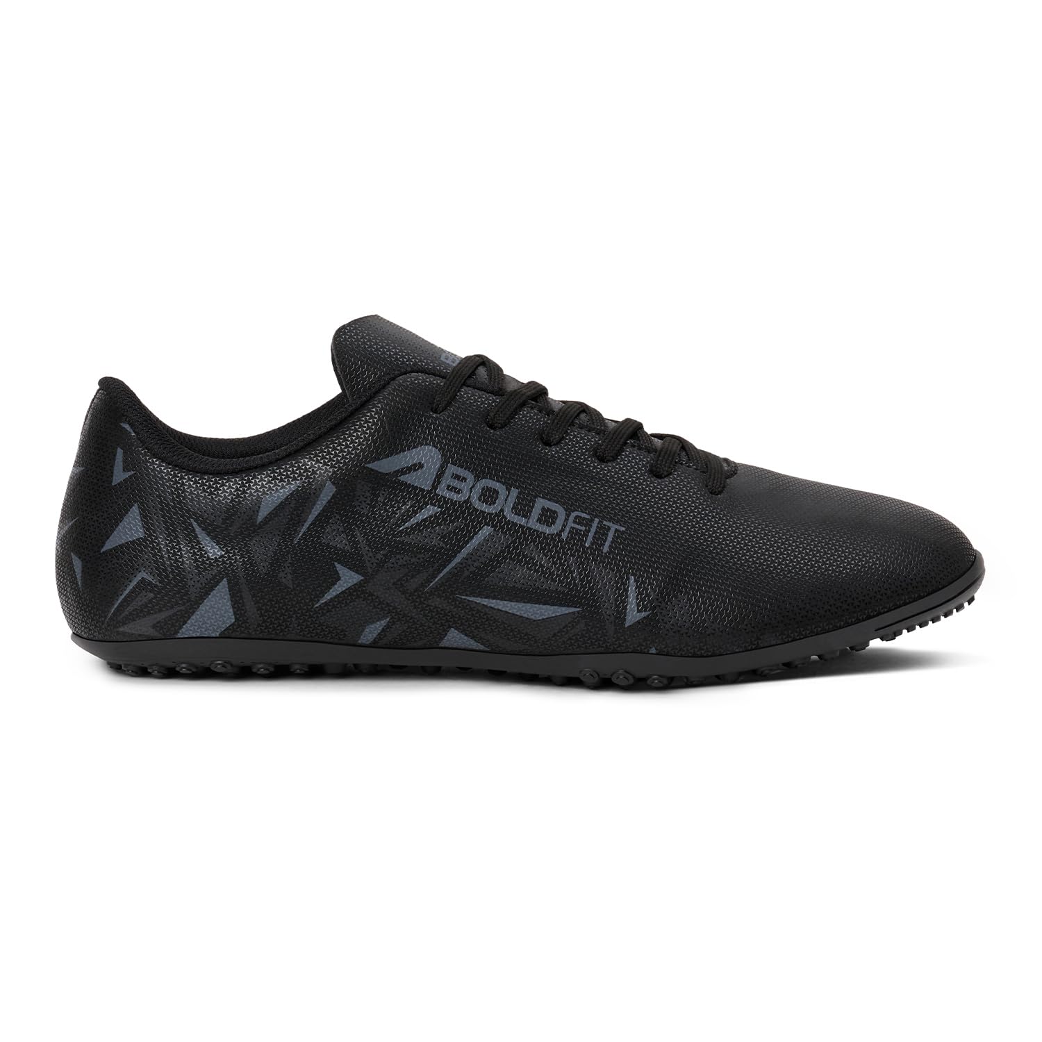 Boldfit Football Shoes for Man, Lightweight Turf & Ground Football Studs with Non-Marking High-Grip Sole, Breathable Mesh Upper, Cushioned Support & Anti-Slip Training Cleats Black