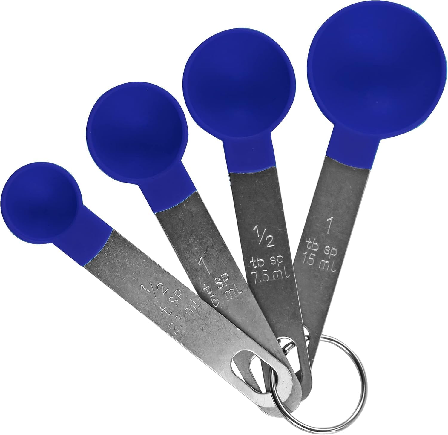 Gopendra Measuring Spoon Steel Measuring Measuring Spoons Set Measuring Cups Measuring Dry and Liquid Ingredients Set of 4 (Blue Spoon)