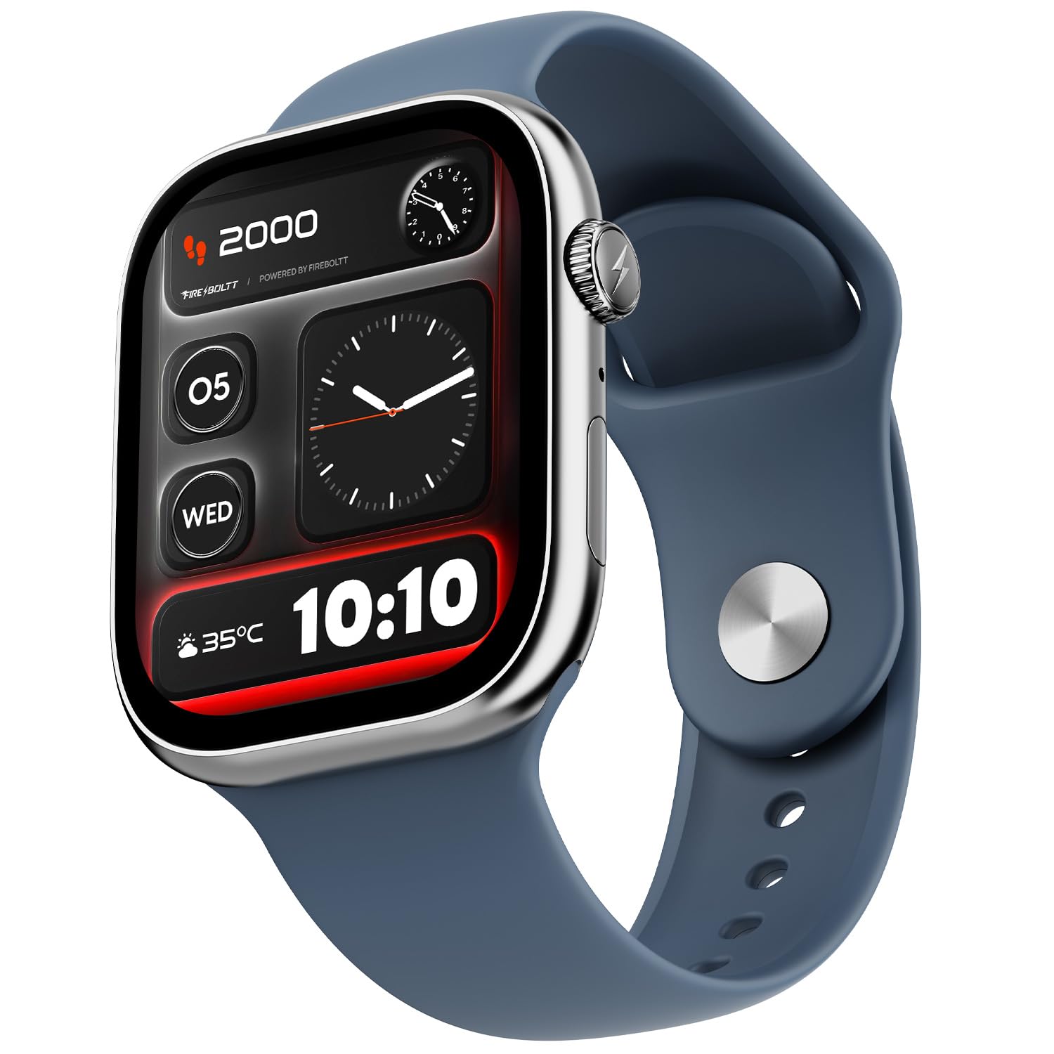 Fire-Boltt Ninja X Ring Smart Watch with 1.96” Large Display, Bluetooth Calling, Wireless Charging, AI Voice Assistant, 500+ Watch Faces, Health Suite, Smart Watch for Man & Woman – Blue S