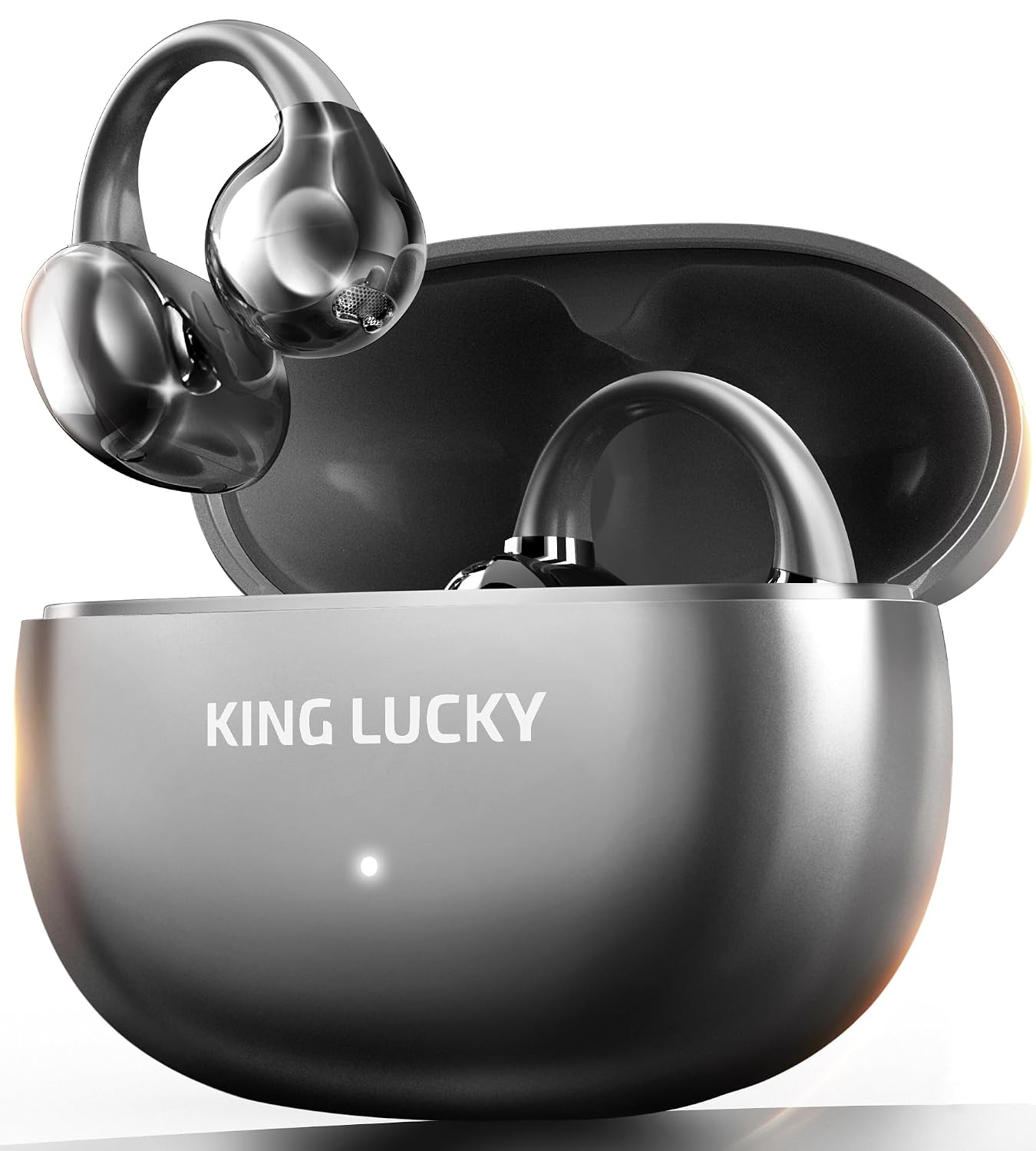 Kinglucky Open Ear Earbuds Clip-On Bluetooth 6.0 Wireless Headphones with Mic, 50H Playtime, ENC Clear Calls, IPX5 Waterproof, Comfortable for Small Ears Sports Gaming (Black, Standard)