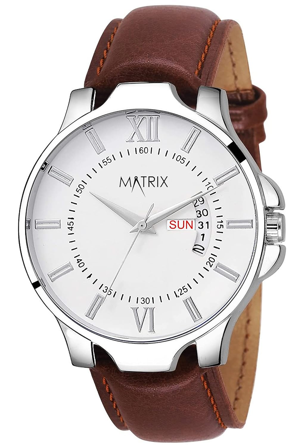 Matrix Antique Day & Date Leather Strap Analog Silicone Watch For Men & Boys – Black