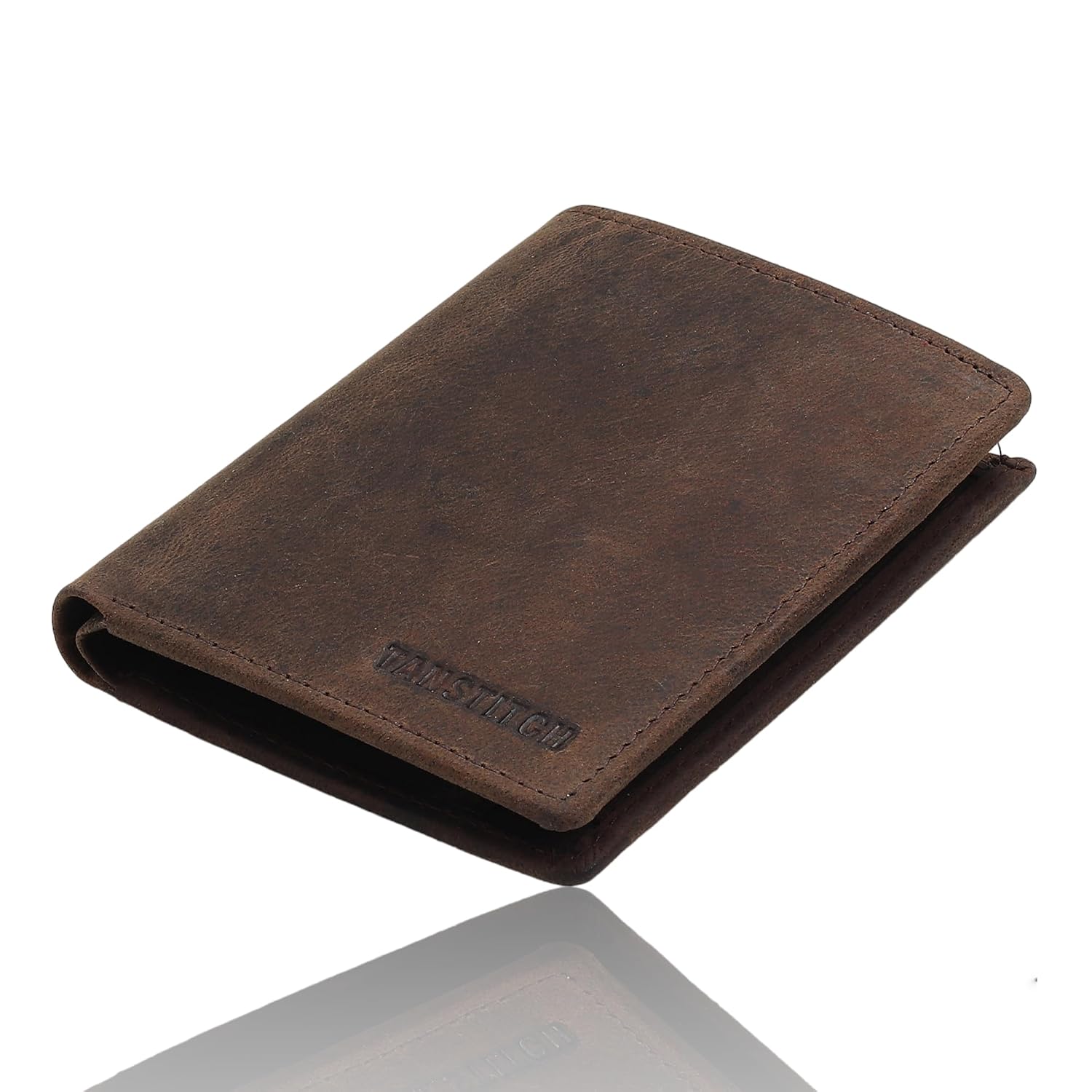 TANSTITCH Men Leather Slim Wallet || Compact, Minimalist & Thin Design || RFID Protected || Front Pocket Carry, Brown
