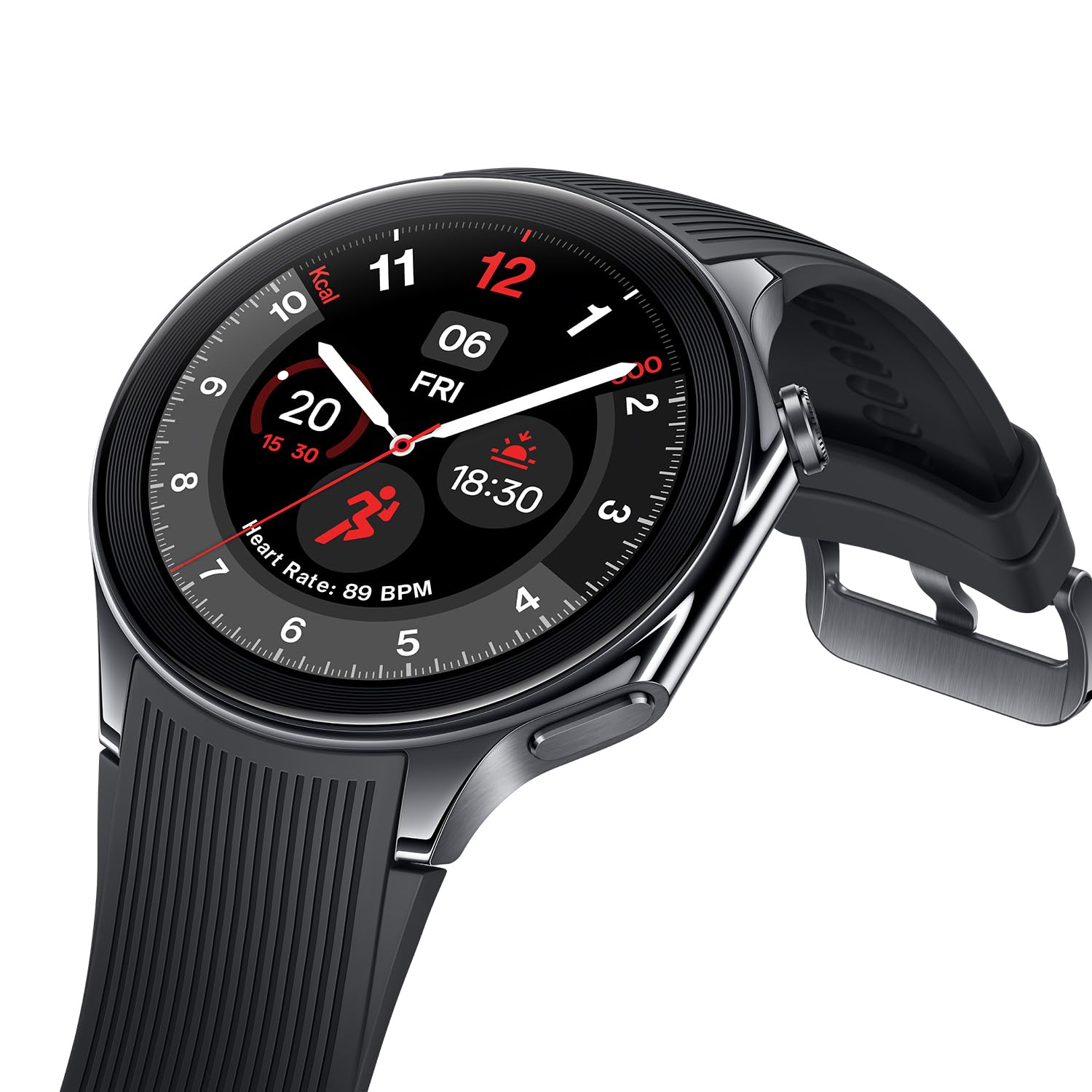 OnePlus Watch 2 with Wear OS 4,Snapdragon W5 Chipset,Upto 100hrs battery life,1.43’’ AMOLED Display, Stainless Steel & Sapphire Crystal build,Dual Frequency GPS, 5 ATM, IP68 & BT Calling (Black Steel)