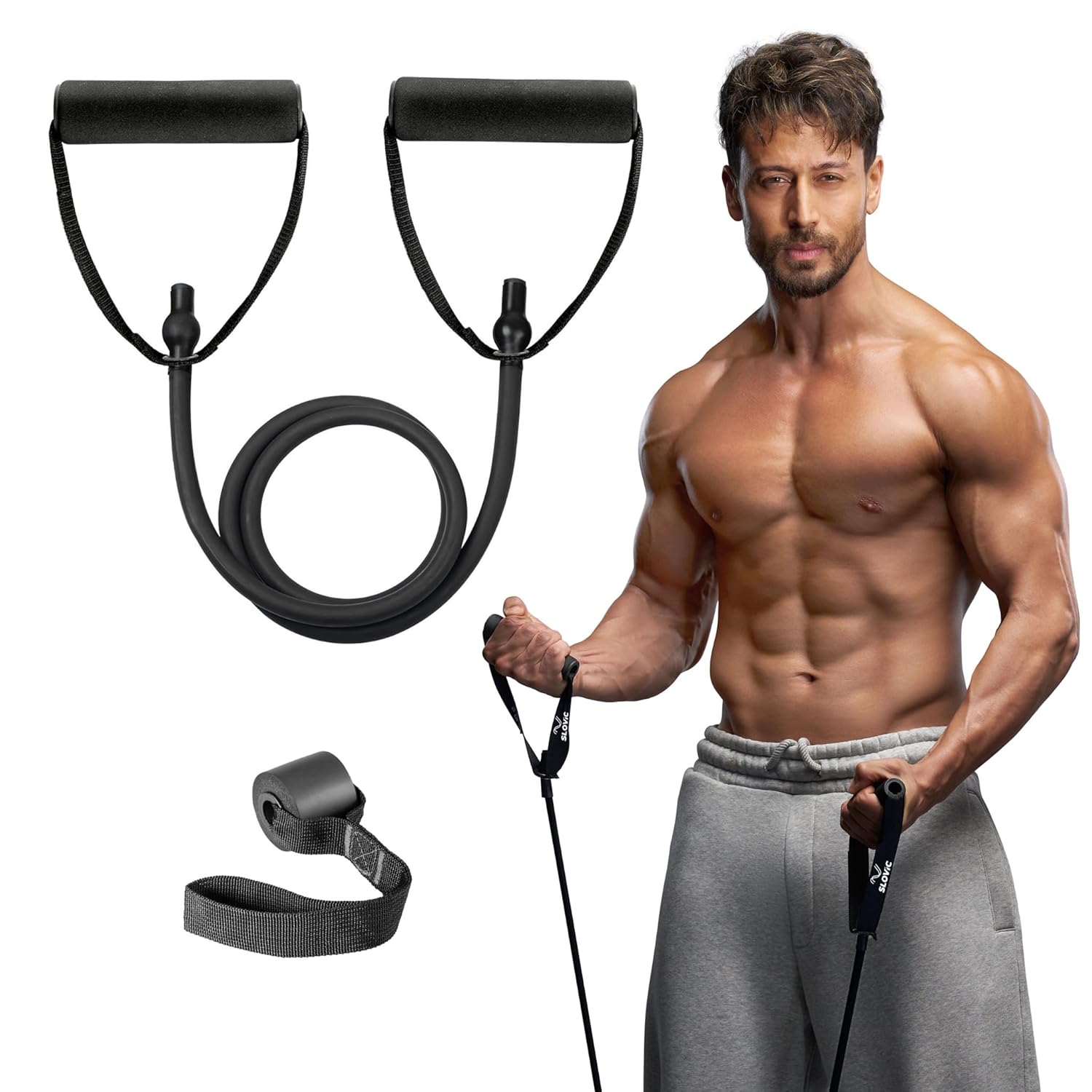 Slovic Resistance Tube [Upto 25 KG] | Resistance Band for Workout | Stretching Band for Exercise Band | Resistance Bands Set | Gym Equipment for Home Workout | Ideal for Men & Women