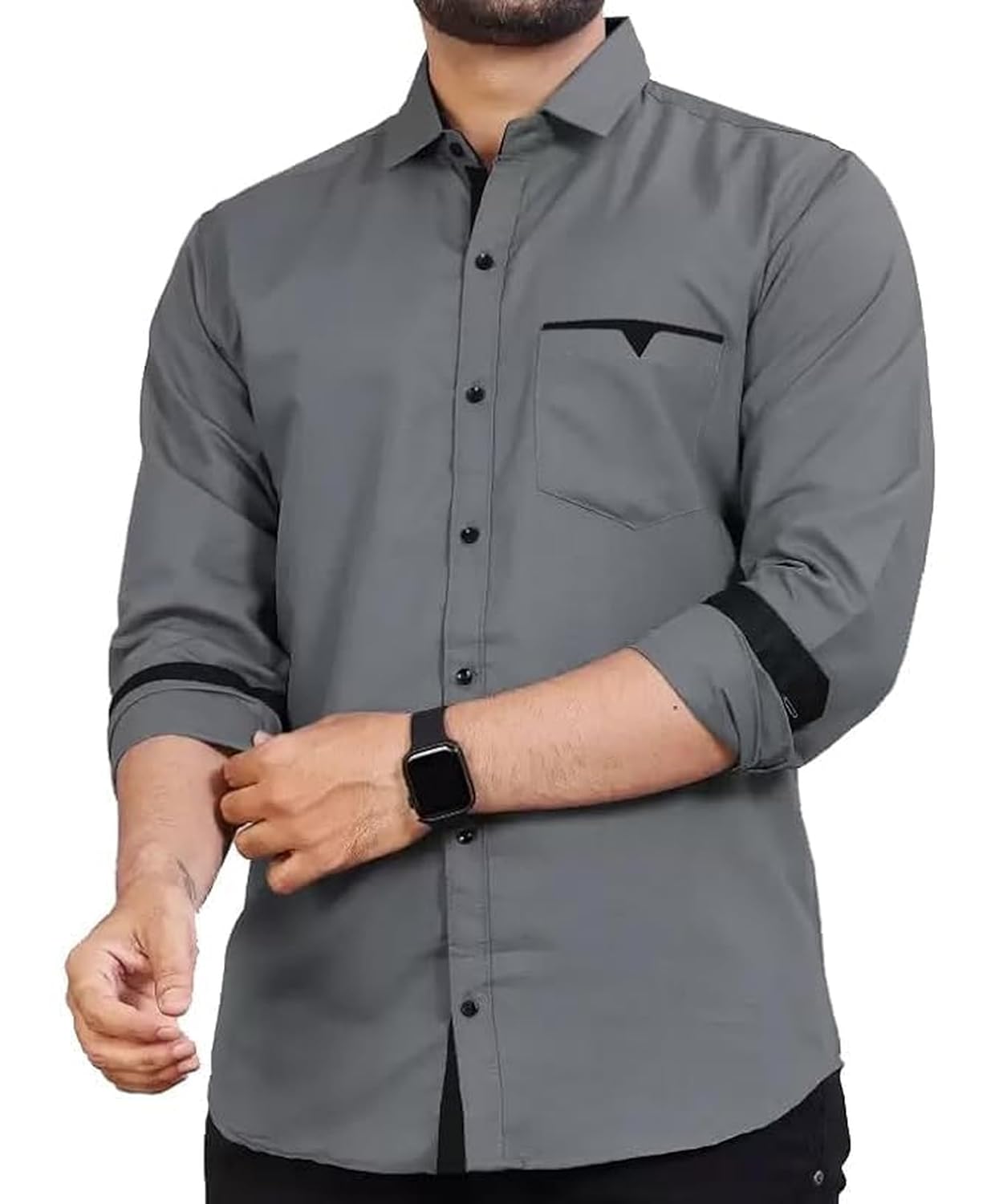 CB-COLEBROOK Men’s Regular Fit Solid Soft Touch Cotton Casual Shirt with Pocket Design with Spread Collar & Full Sleeves (Available in Plus Size)