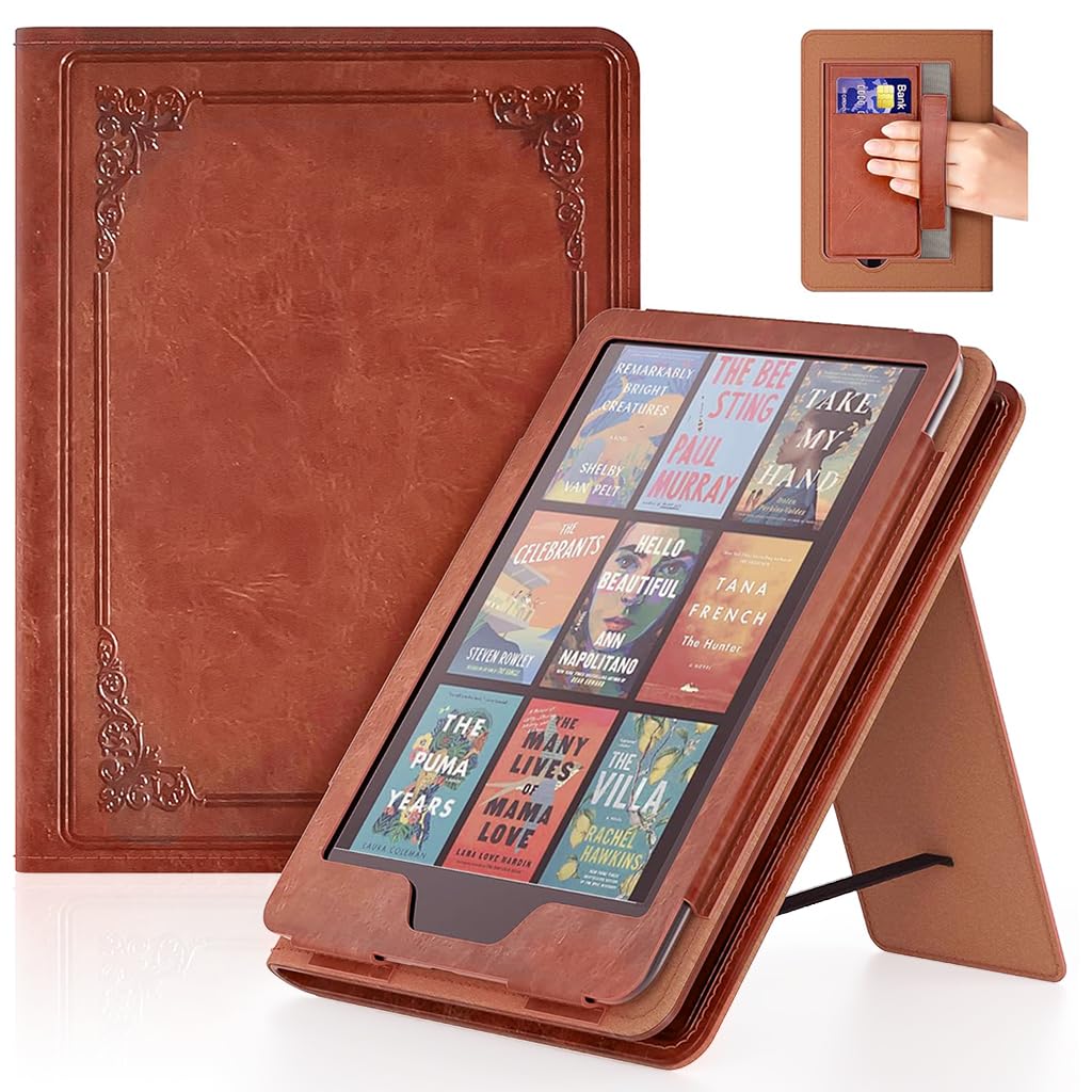 ZORBES Case Compatible with Kindle Paperwhite 12th Generation 7 Inch Cover | Folding Stand and Hand Strap, Scratch Protection for Reading Comfort, Textured Leather Finish, Responsive Support