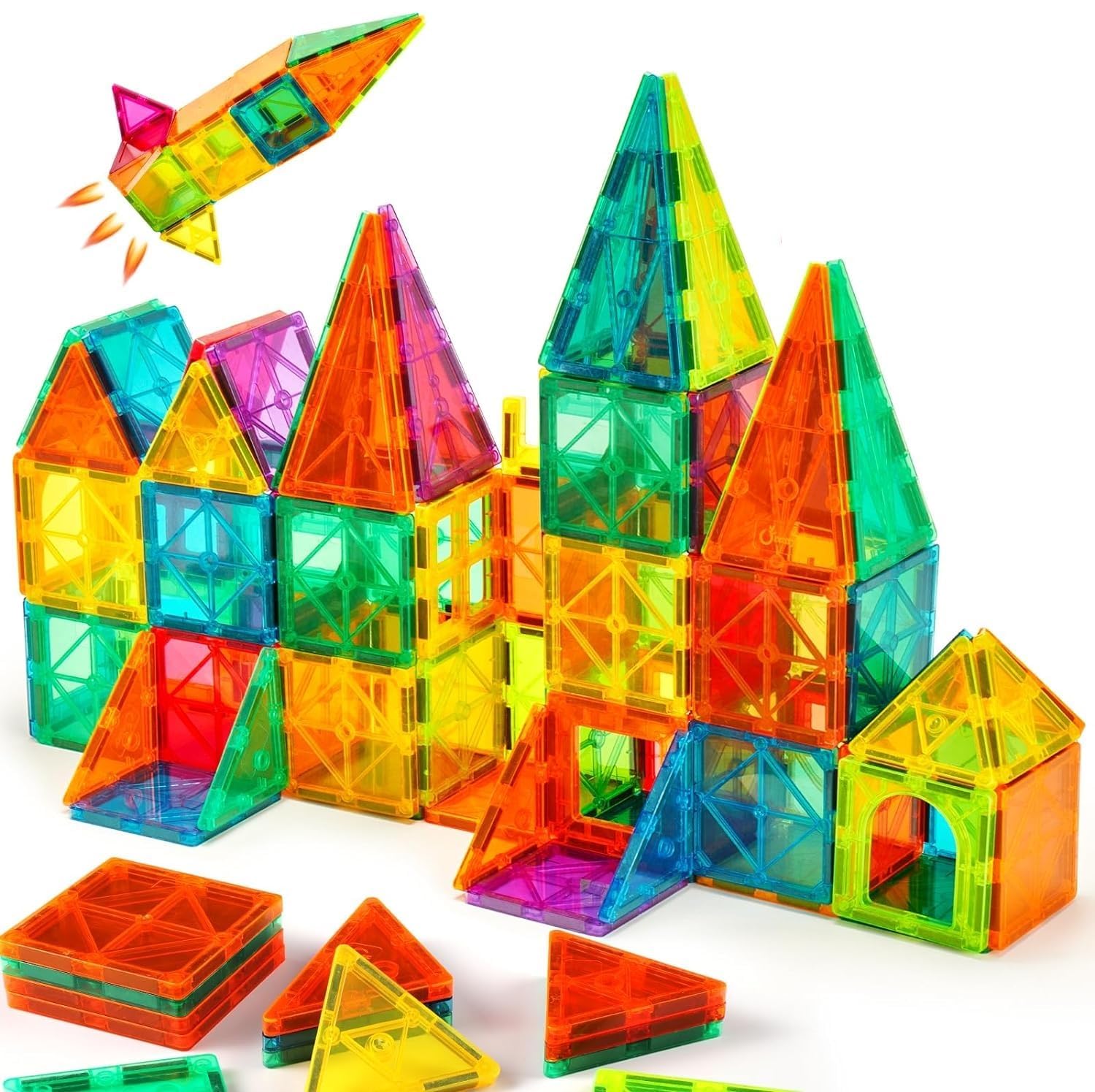 WireScorts® Magnetic Tiles for Kids, Magnetic Building Blocks for Kid 3 4 5 6 7 8 Years, Educational Learning Toys for 2 3 4 5 Year, Magnetic Toys for Kids, Learning Educational Brain Toys – 26Pcs