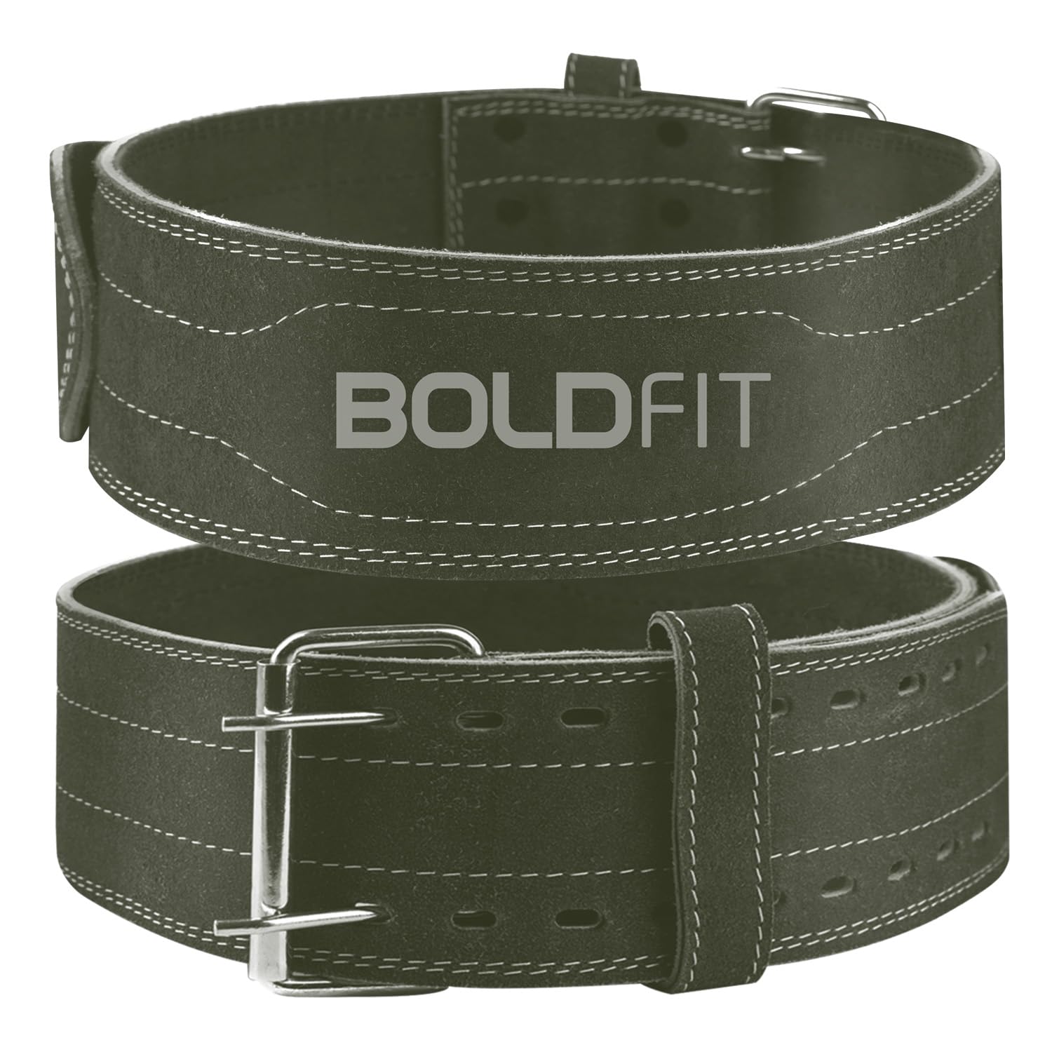 Boldfit Gym Belt for Men and Women – Lever Deadlift Belt for Workout, Powerlifting, Weight Lifting – Leather Exercise Belt for Back Support – L/XL Green