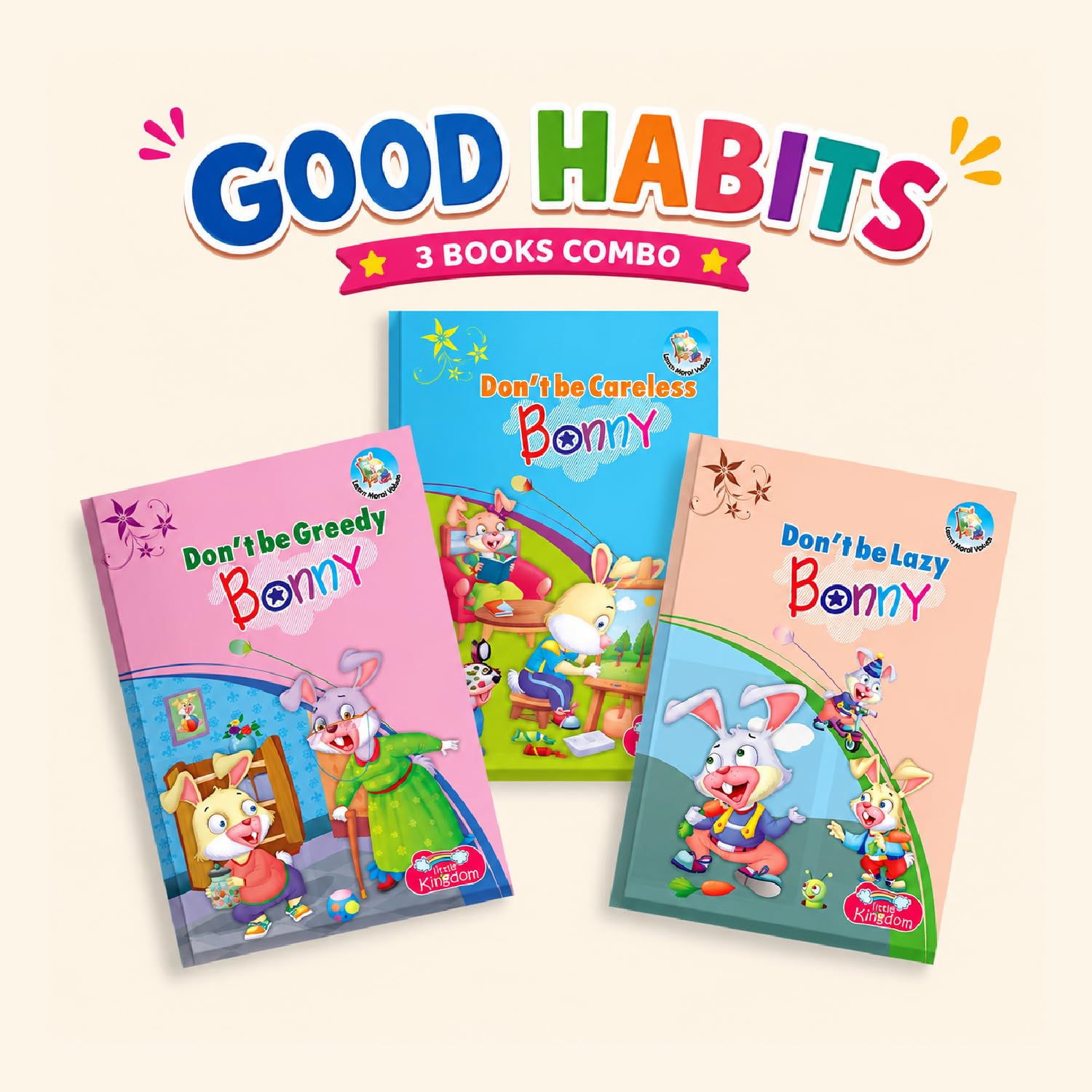Good Habits for Kids – 3 Books Combo Set | Moral Story Books for Children | Don’t Be Greedy, Careless & Lazy | Early Learning & Value Education (Ages 3–8)