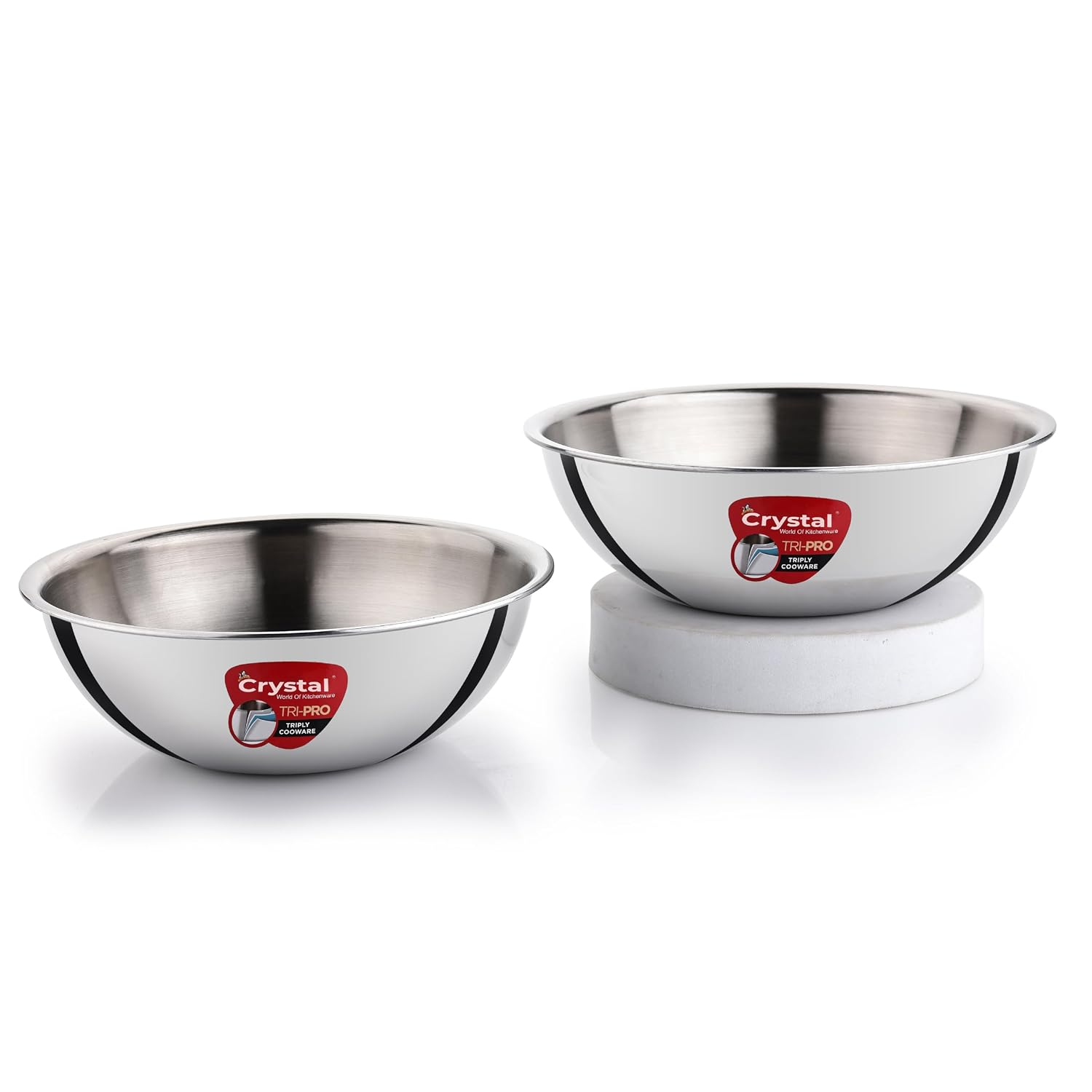 Crystal Tripro Triply Stainless Steel 2 Pcs Tasla Set | 20cm and 22cm Tasla Set | Less Oil Use for Health Cooking, Even Heat Distribution | Induction Bottom