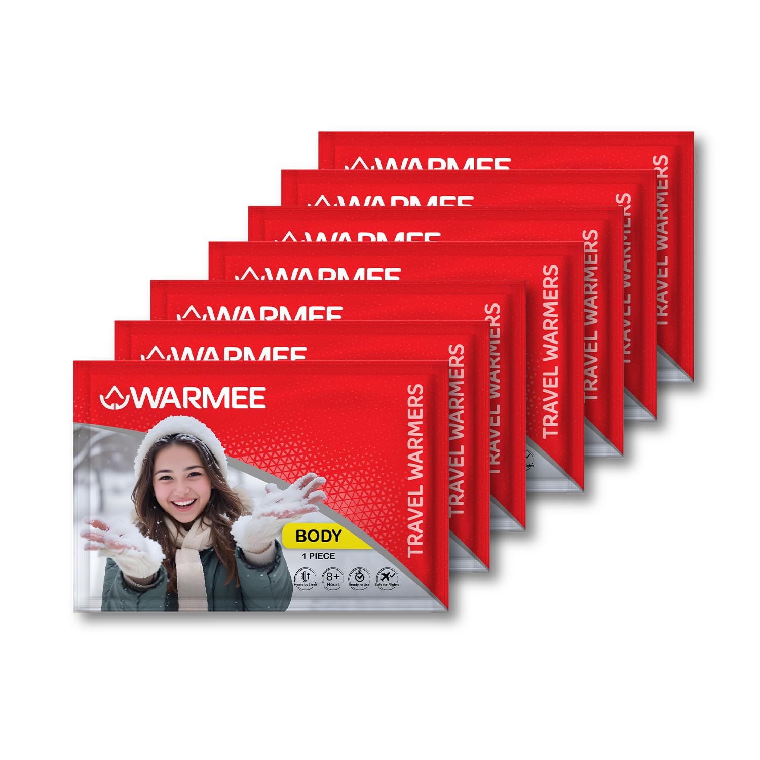 WARMEE Body Warmers (Pack of 7 pcs) Safe and Natural, 8+ Hours of Heat || Air Activated Heat Packs for Adults and Children || Travel Warmers for Winters, Trekking, Camping,