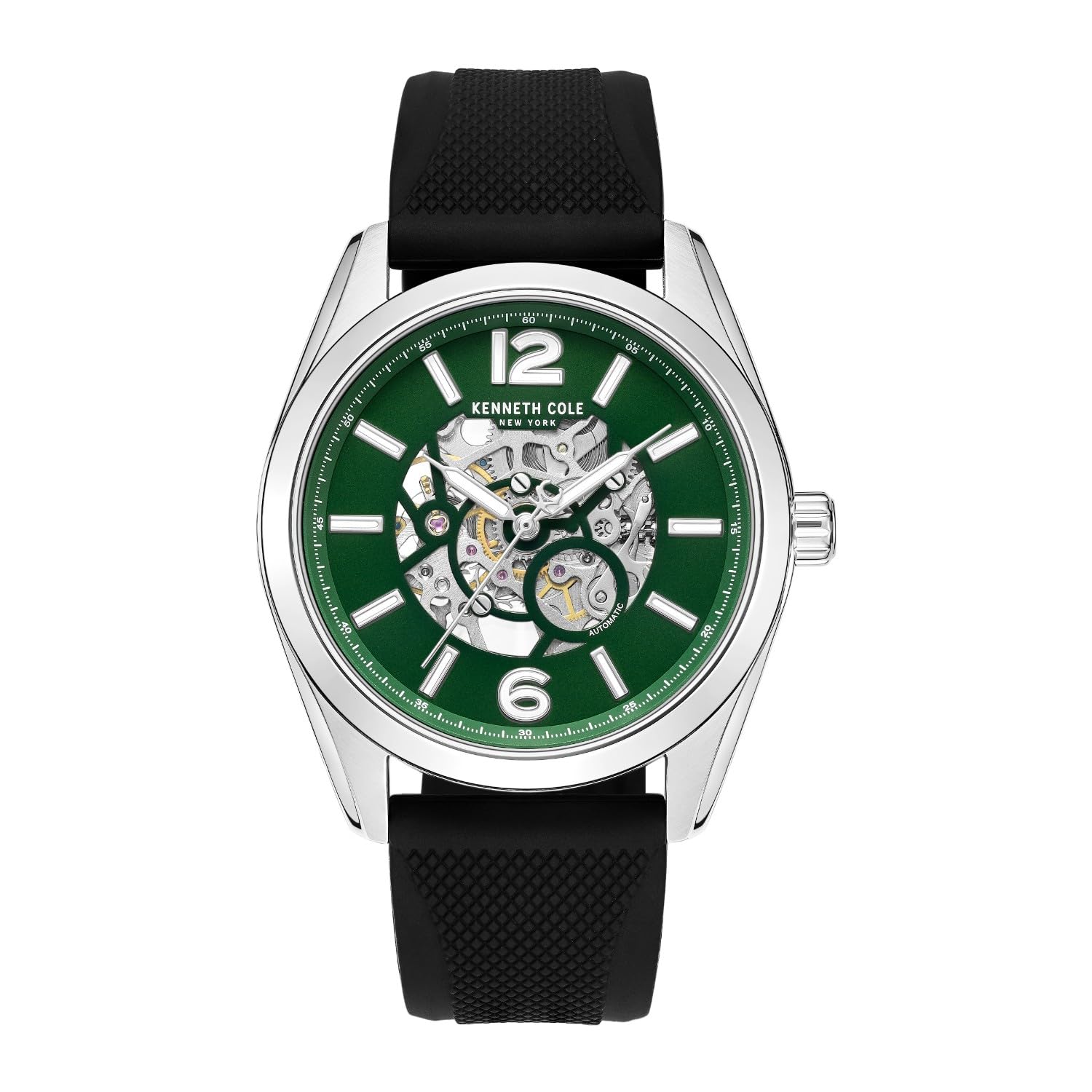 Kenneth Cole Automatic Green Round Dial Men’s Watch | Silicon Strap Material | Watches for Men Analog – KCWGZ0104002MNW