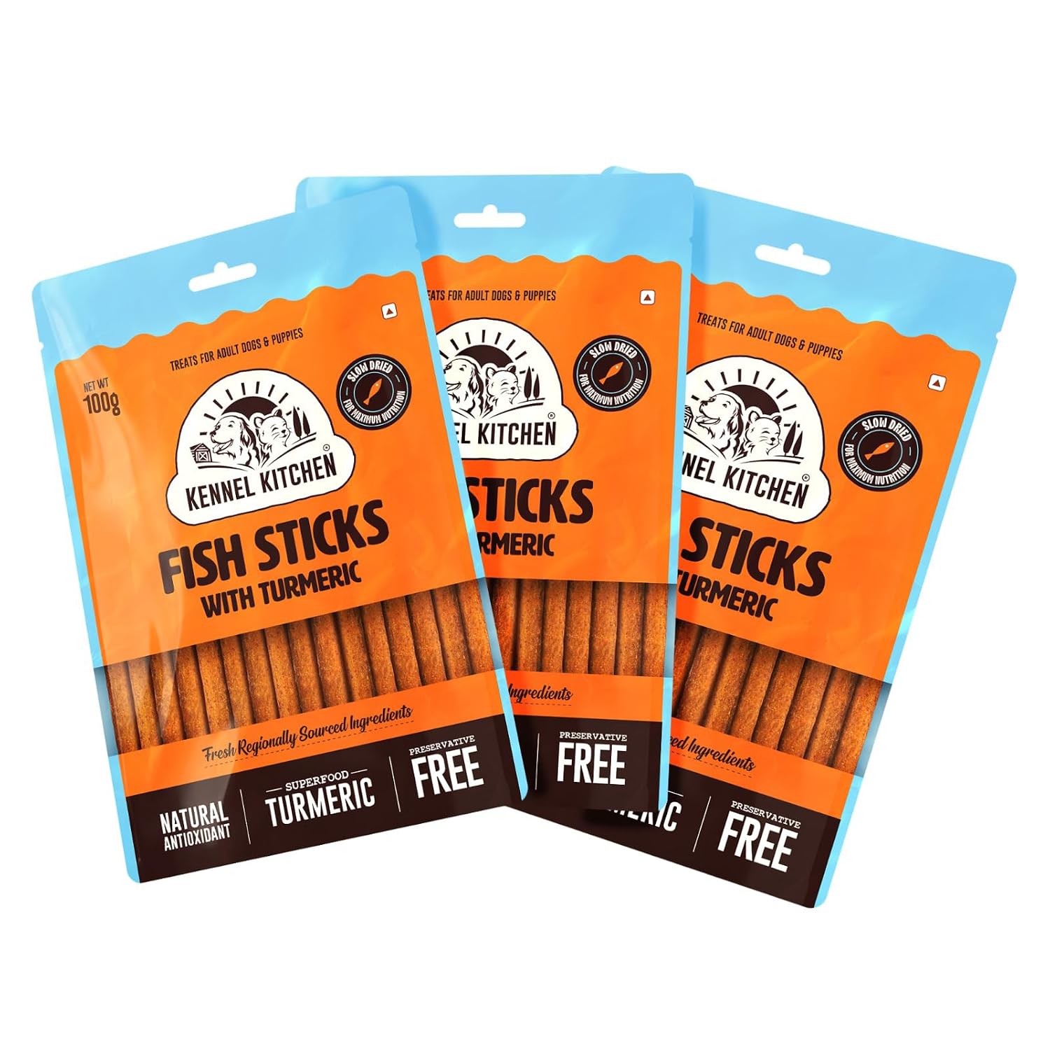 Kennel Kitchen Soft Baked Fish Sticks Treats for Dogs, 300g | Soft Dog Chew Sticks | Dog Treats for Adult Dogs and Puppies