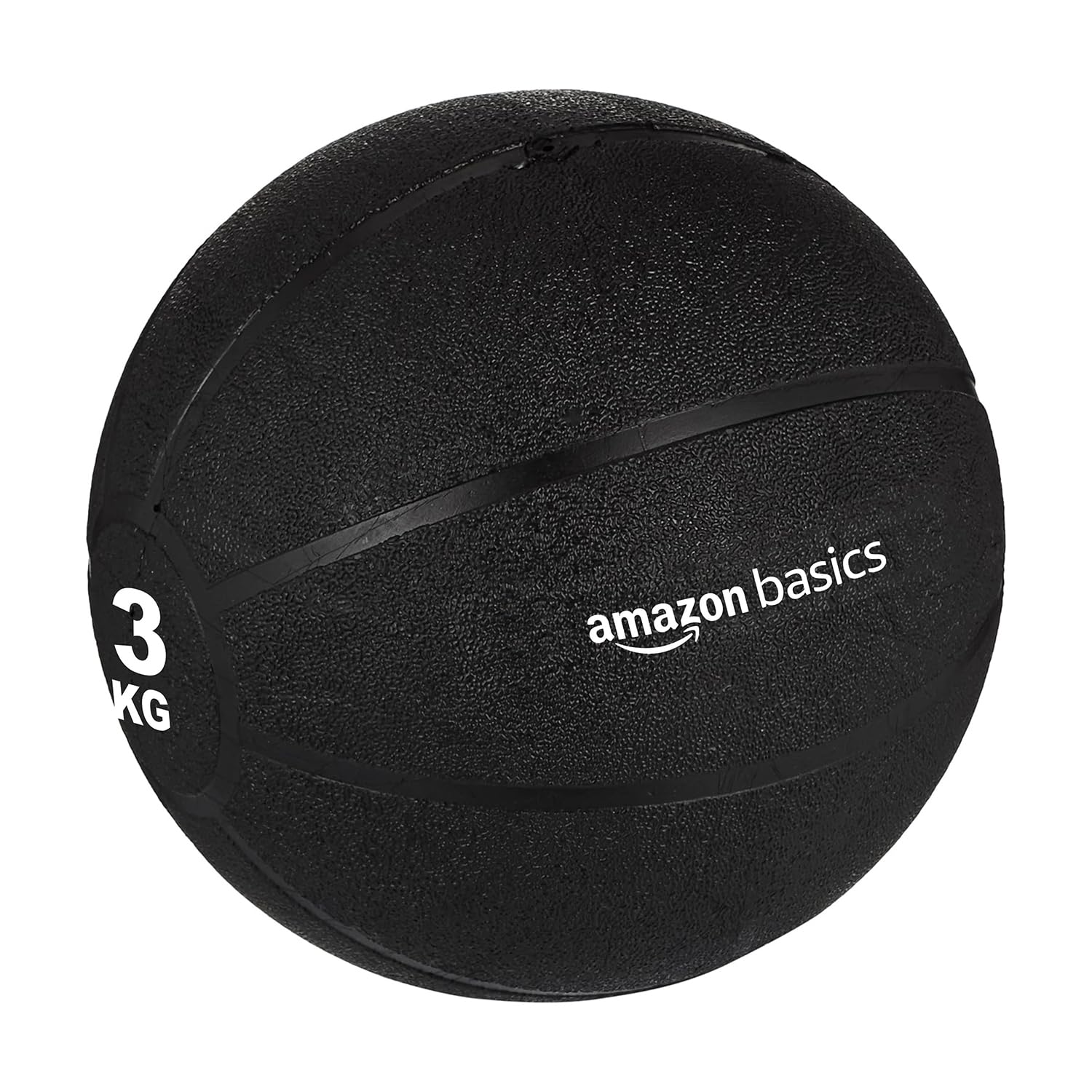 Amazon Basics Rubber Medicine Ball | Exercise Ball | Textured Finish for Strong Grip | Exercise & Fitness | 3 Kg | Black