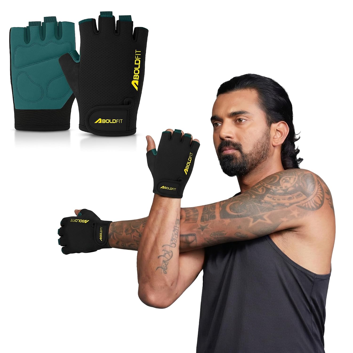 Boldfit Gym Gloves for Men Workout Unisex Cushion Hand Gloves for Gym for Men for Cycling, Weightlifting, Workout Comfortable Fit Bike Riding, Cycling Handgloves