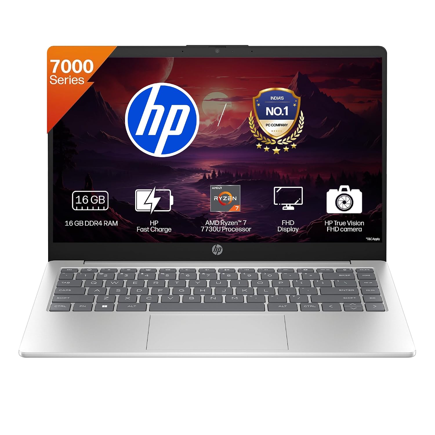 HP 14, AMD Ryzen 7 7730U (16GB DDR4, 512GB SSD) FHD, Anti-Glare, Micro-Edge, 14”/35.6cm, Win11, M365 Basic(1yr), Office Home24, Silver,1.4kg, EM0104AU, FHD Camera w/Privacy Shutter, Backlit Laptop