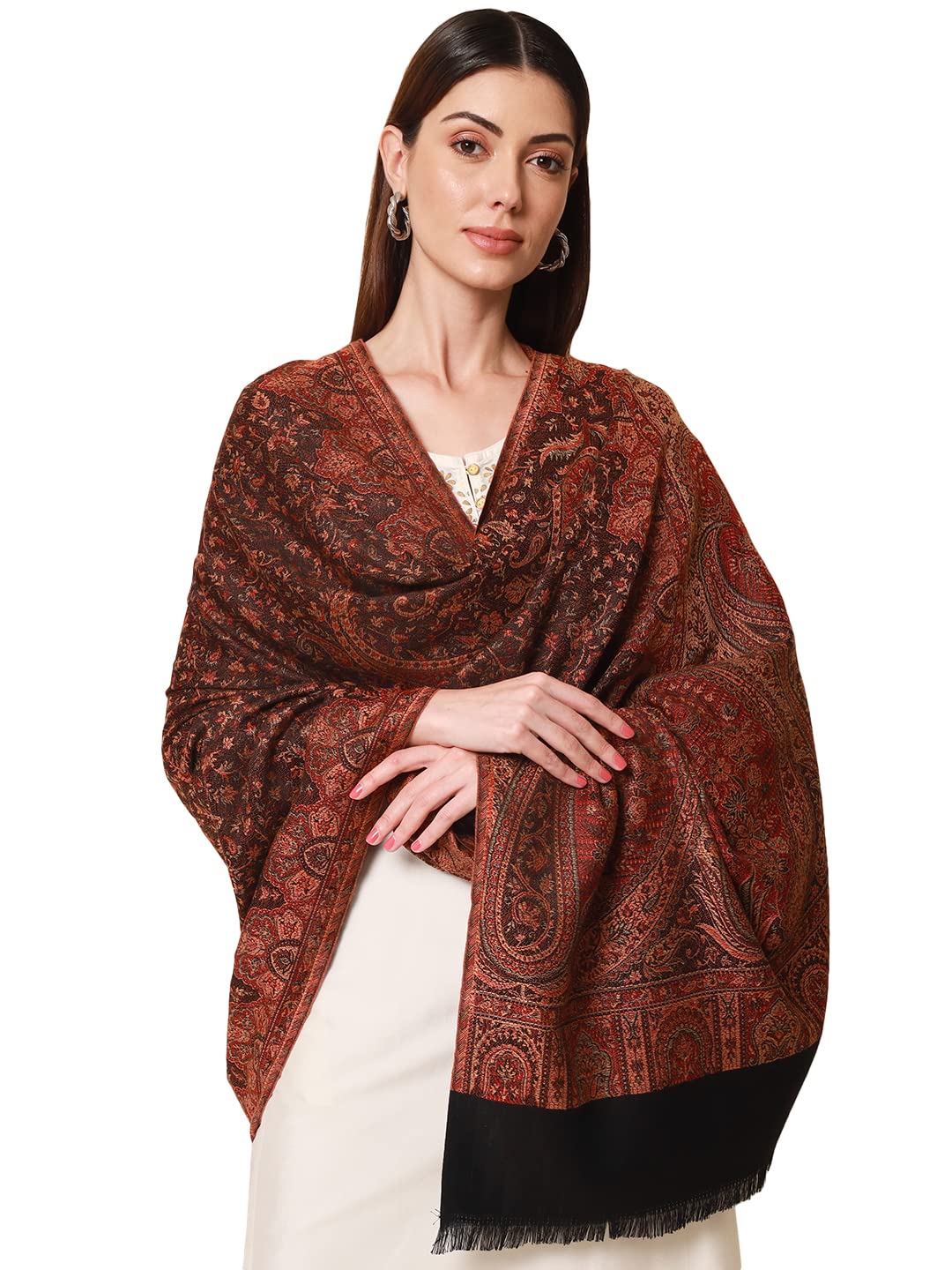 Pashmoda- Women’s Faux Pashmina Jamawar Shawl, Wrap(SIZE: 40X80 Inches)