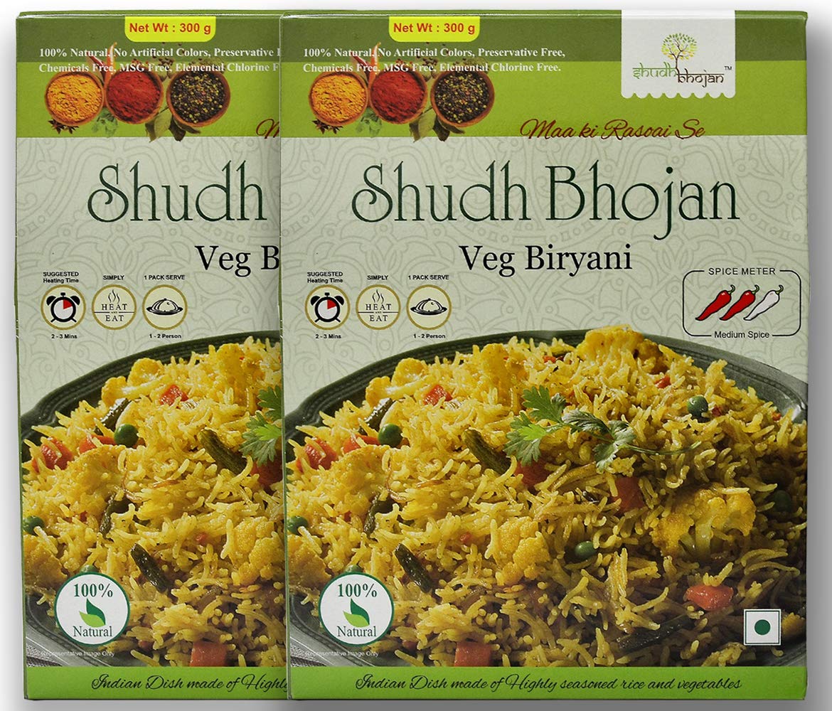 Shudh Bhojan Vegetarian Biryani 300g – Ready to Eat – Pack of 2 (2 x 300g)
