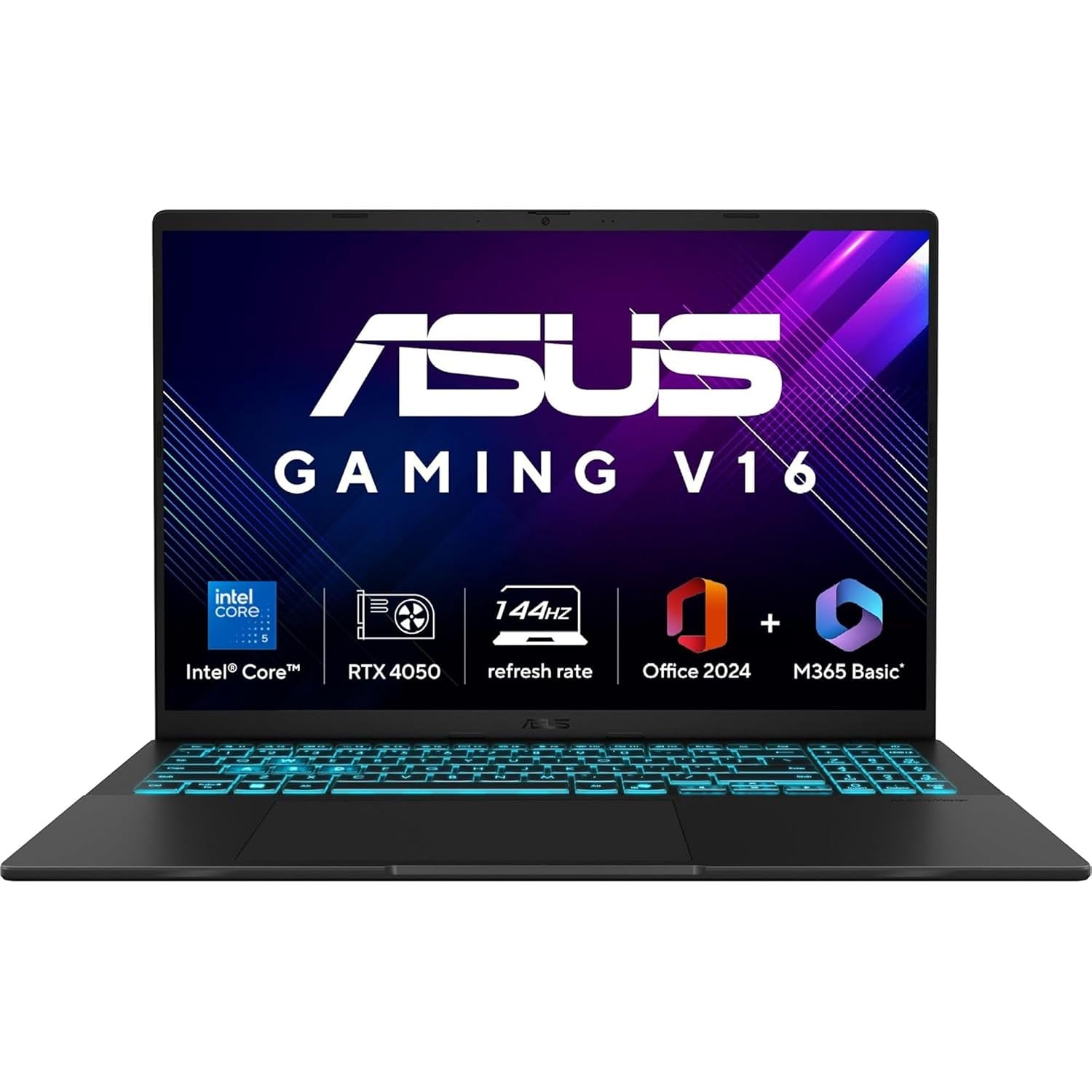 ASUS Gaming V16 (2025),Intel Core 5 210H (i5-14th Gen),RTX 4050-6GB,16GB RAM,512GB SSD,Windows 11,16″(40 cm),144Hz,M365 Basic (1Y),Office Home 2024,Matte Black,1.95 Kg,V3607VU-RP550WS,Gaming Laptop