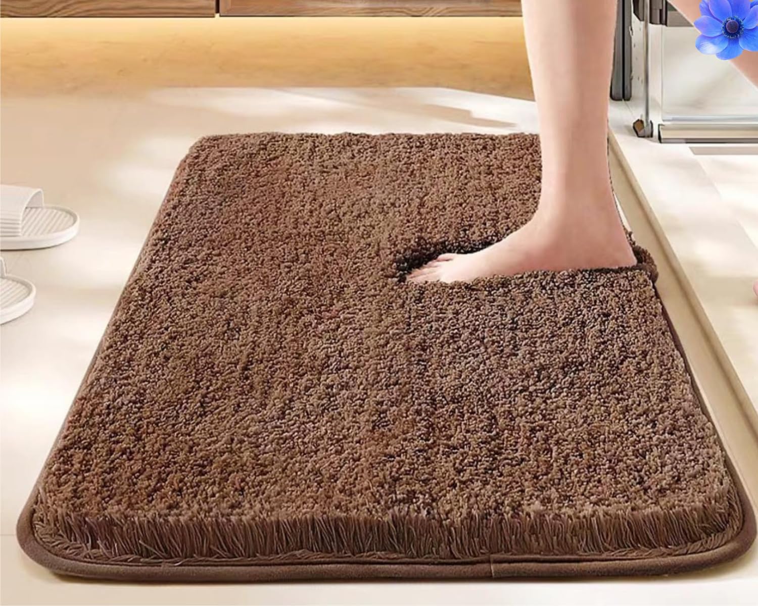 HOWNICE Doormat for Bedroom,Bathroom,Kitchen,Living Room,Home Entrance,Room Mats,Foot Matt,Floor mat Main Door,Rug,Non Slip Mats,Door Mate,Fluffy Door Mat,Door Matt (Bedroom Mat Brown Rug)