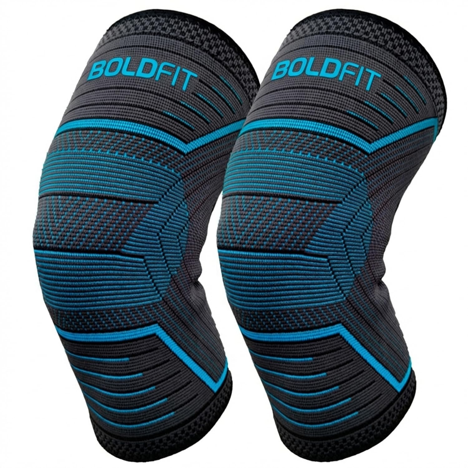Boldfit Knee Support For Men Sleeves Braces Pair For Sports, Workout, Pain Relief, Knee Cap Compression Support, Exercise, Running, Cycling,- 1 Pair (XL, Bluelinear)
