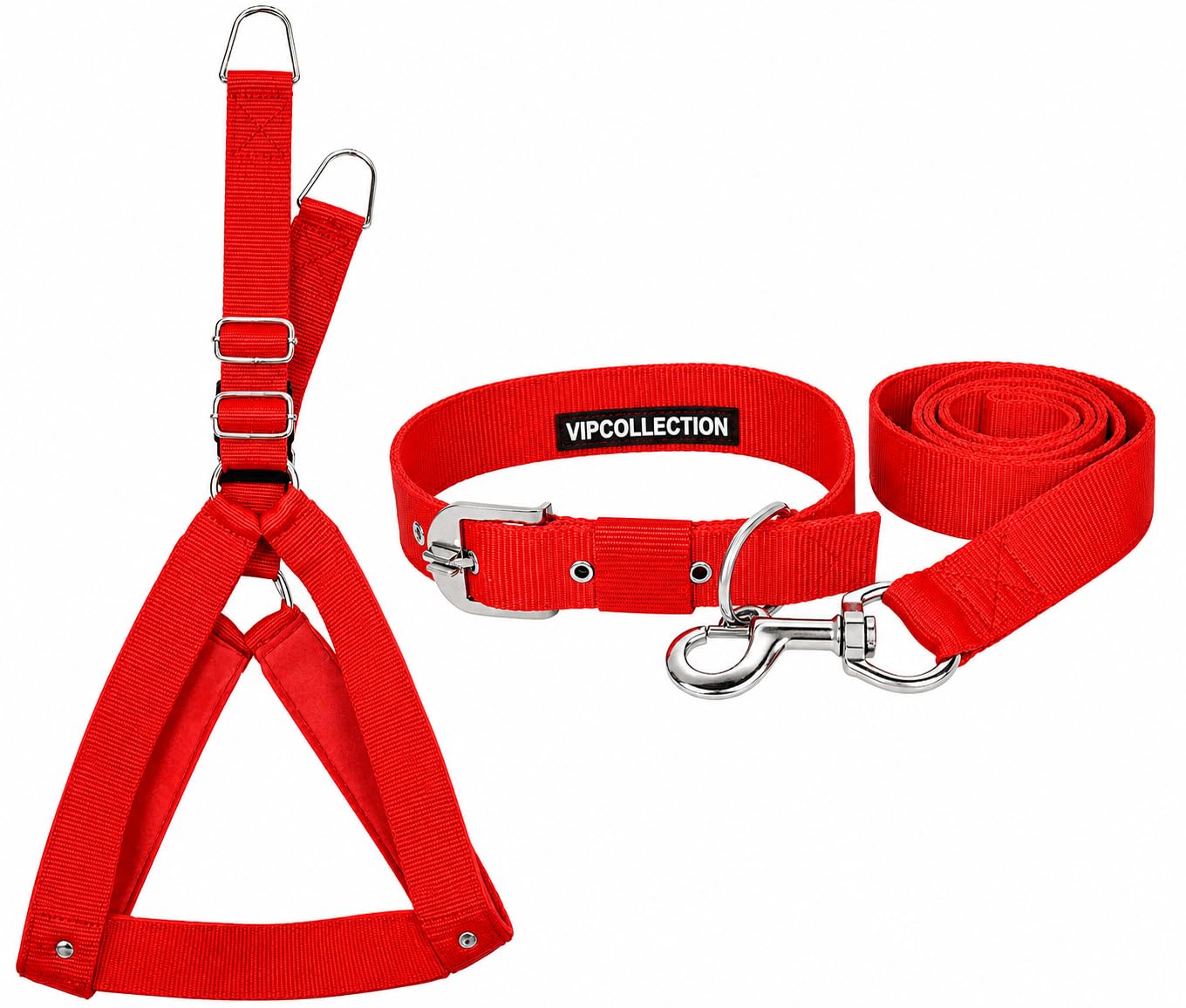 No Pull Step-in Dog Harness with Collar & Leash Set, Adjustable Nylon