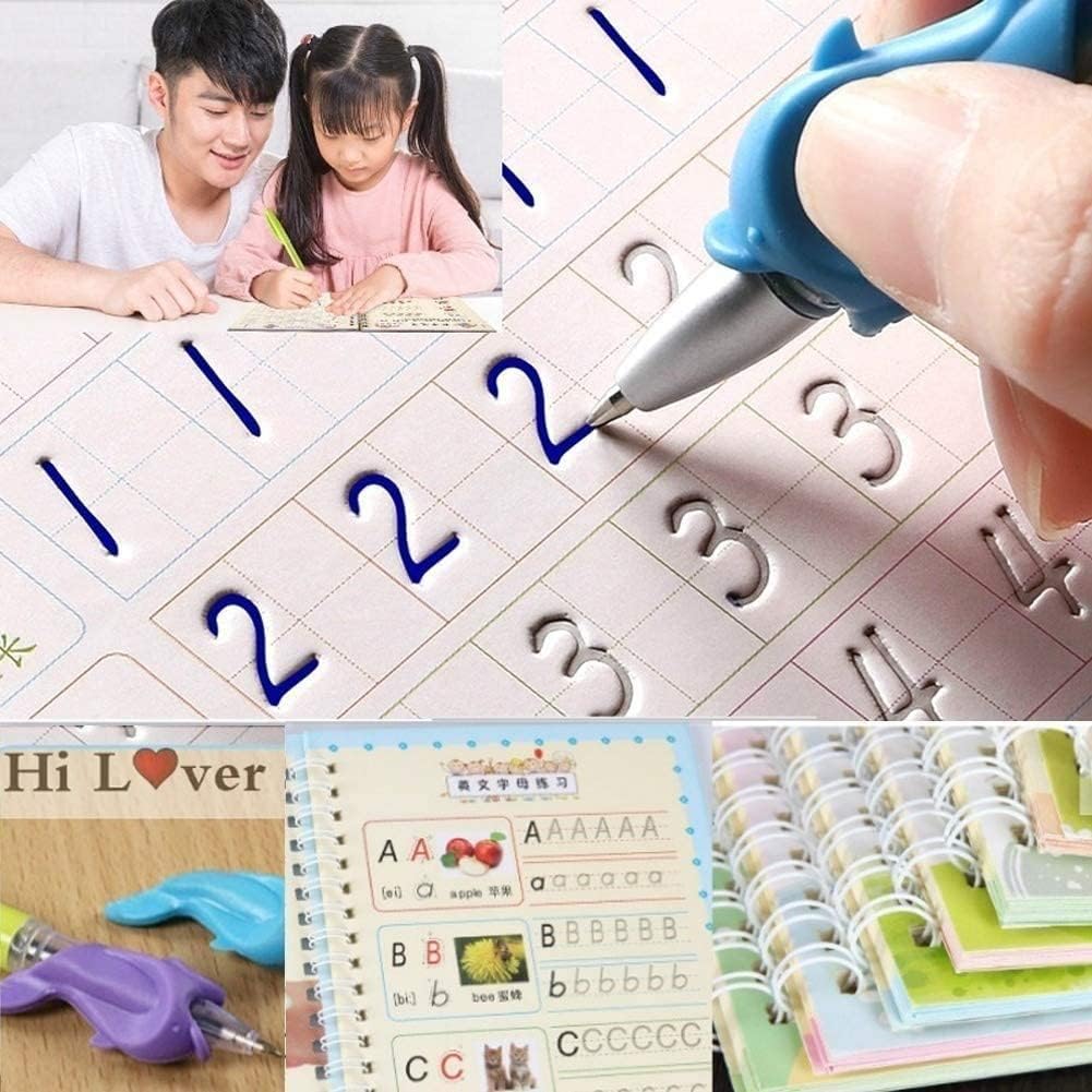 Toys World,2-6 Year Old Girls Boys Handwriting Workbook Writing Practice with Pen Sank Magic Book Reusable Notebook Sets for Kids Hand Writing Calligraphy Tracing