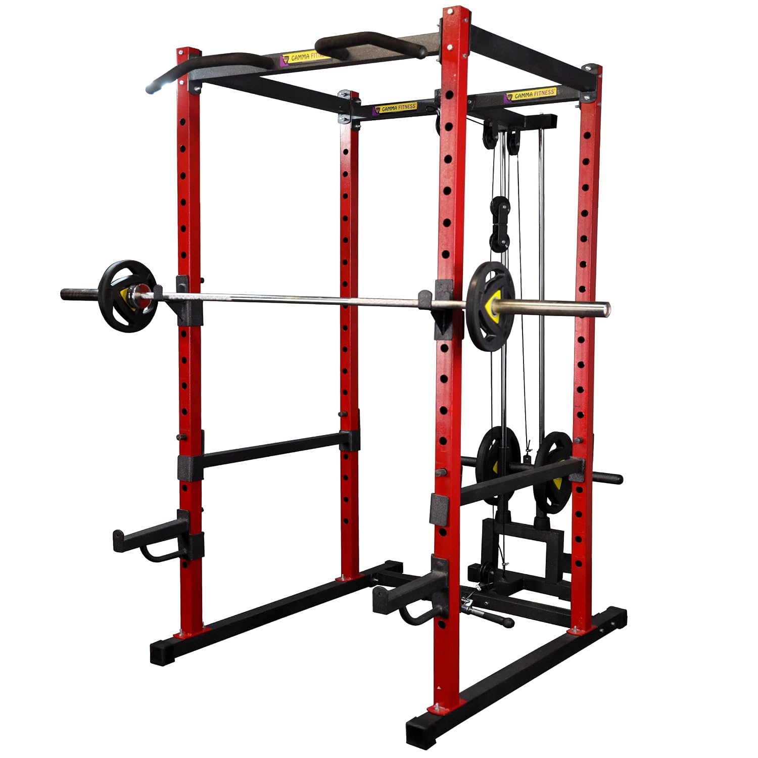 GAMMA FITNESS Power Squat Rack with LATS Pull Down PR-40 in 2.5X2.5 inches Commercial Pipe