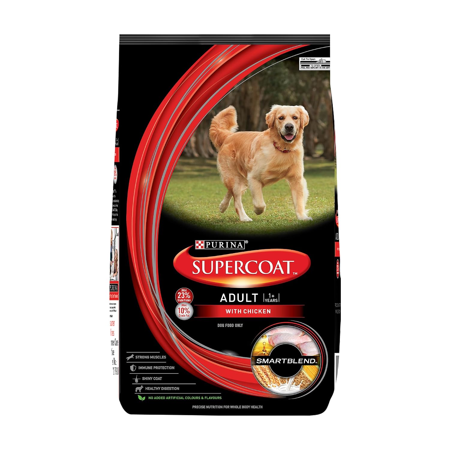 PURINA SUPERCOAT Adult Dry Dog Food, Chicken- 10Kg Pack | With Chicken, Protein Rich, 100% Complete & Balanced Nutrition, Omega 3 & 6, Essential Vitamins, Minerals & Antioxidants