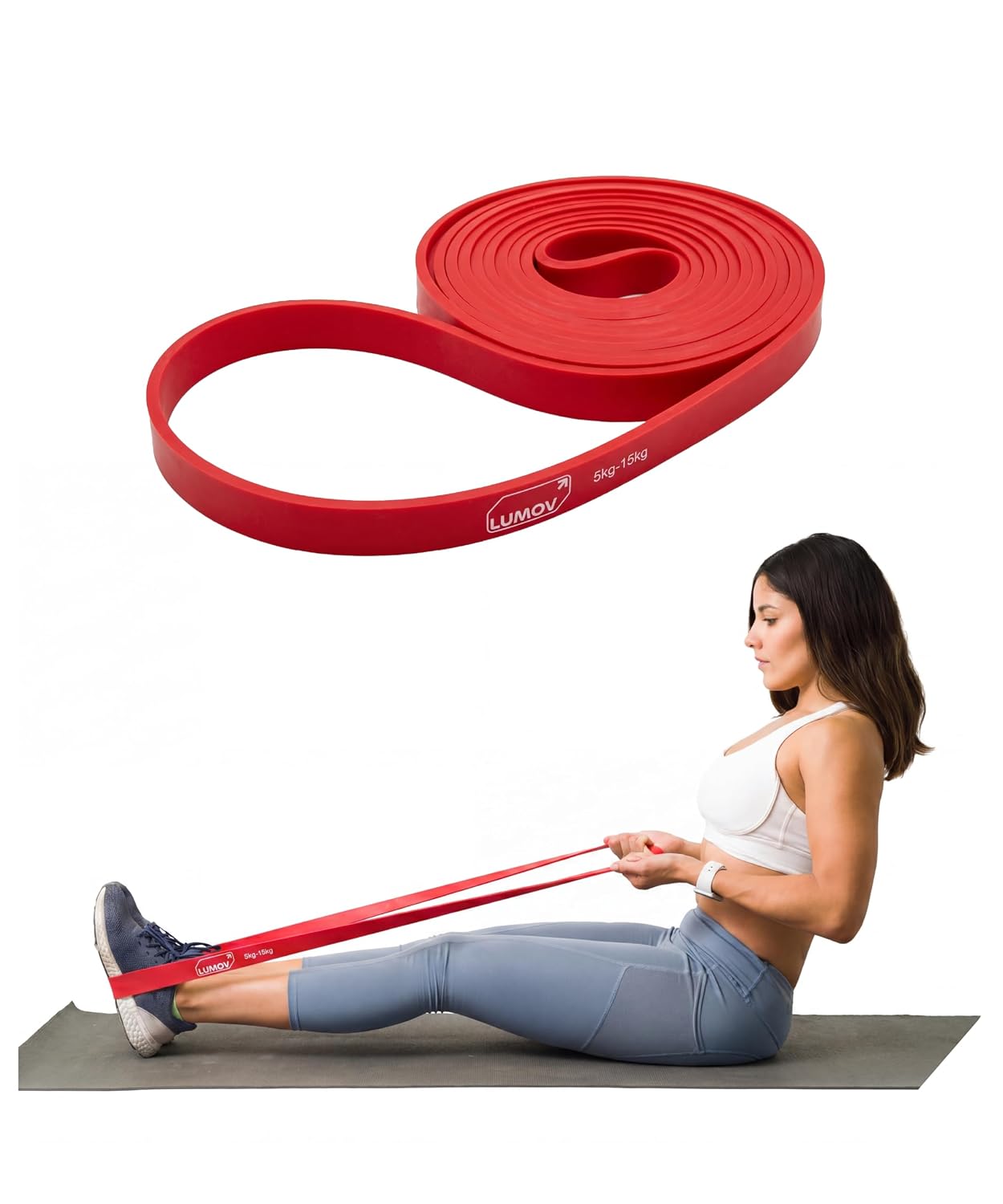 Resistance Band for Workout & Stretching, Exercise Band for Men & Women, Thera Band for Yoga, Pilates, Gym, Home Workout & Fitness Training, Latex Band for Strength, Toning & Flexibility,Red(5-15Kg)